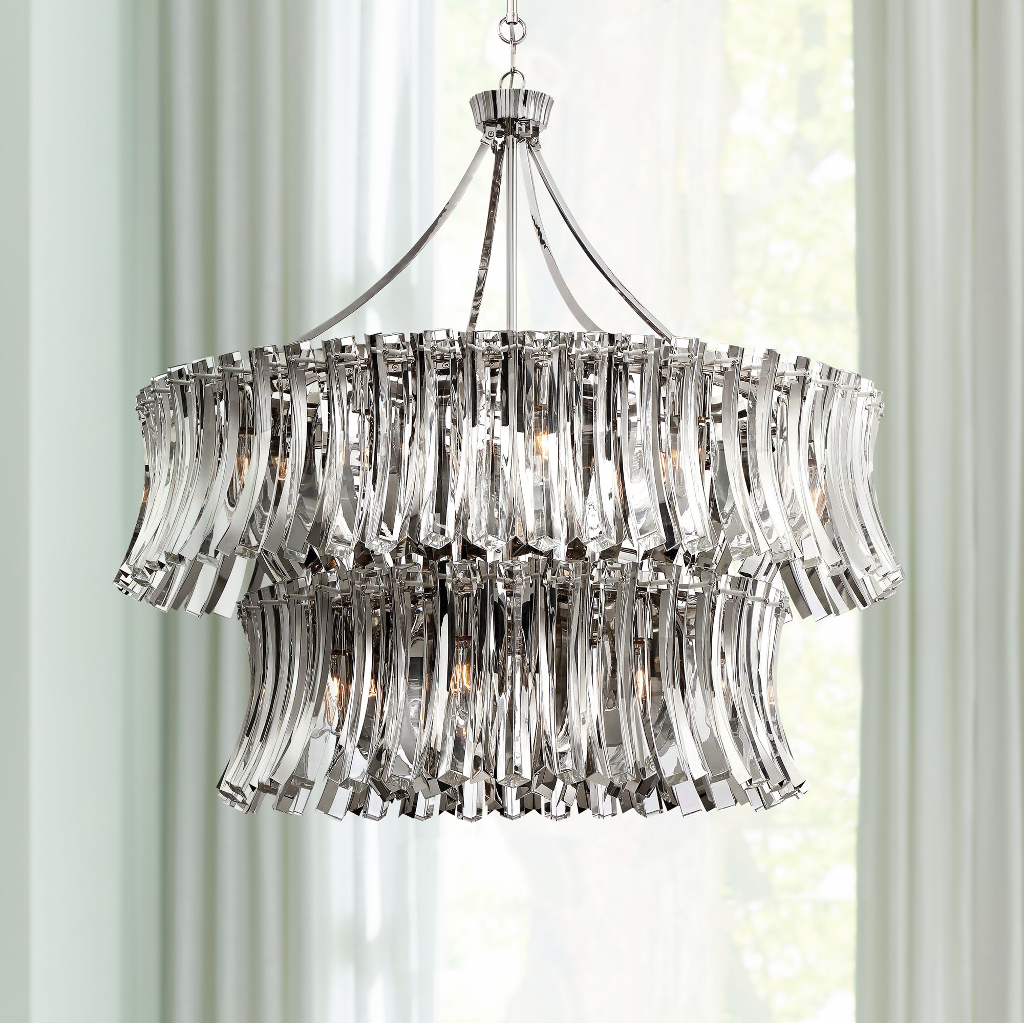Elegance Royale 39" Wide Two Tier Crystal Pendant Chandelier