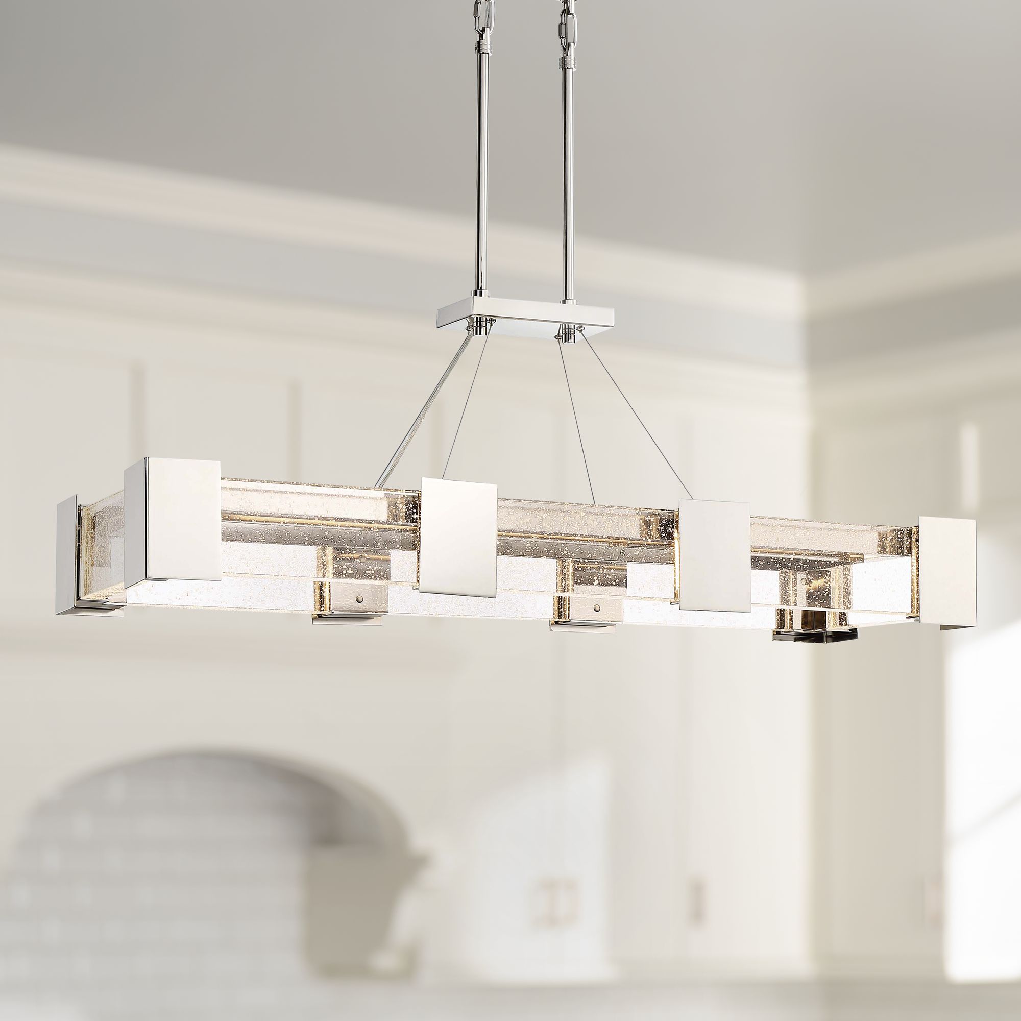 Stellaris 44" Wide Nickel LED Kitchen Island Light Pendant