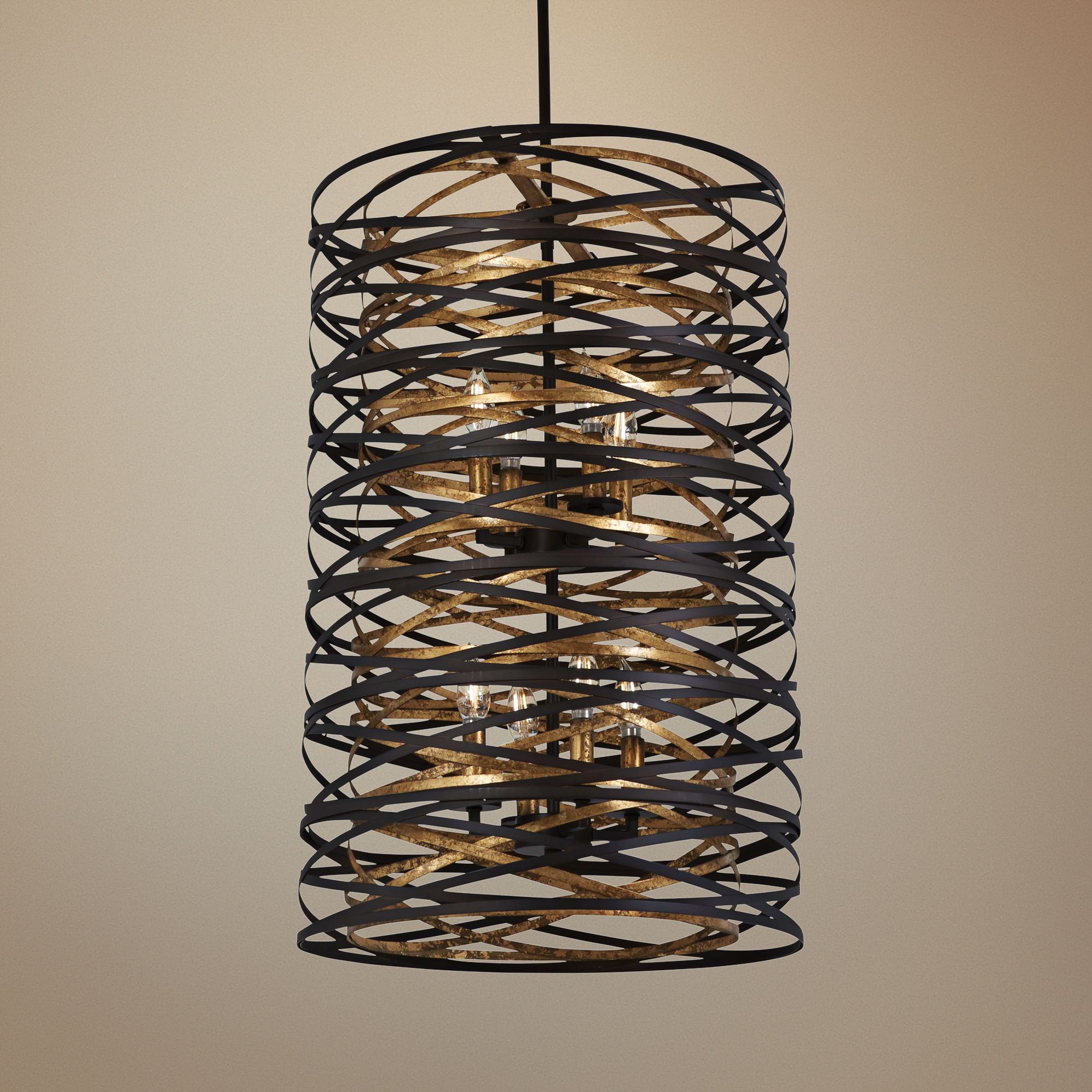 Vortic Flow 18"W Dark Bronze and Mosaic Gold 8-Light Pendant