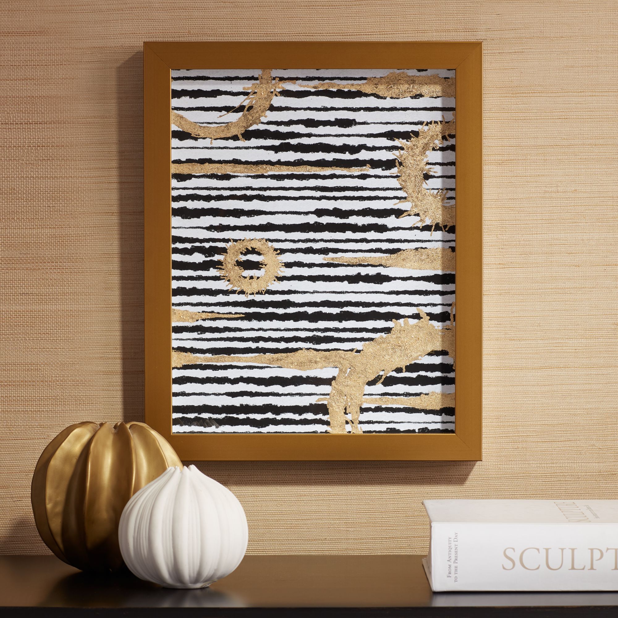 Halos on Black 15 1/2" High Framed Giclee Wall Art