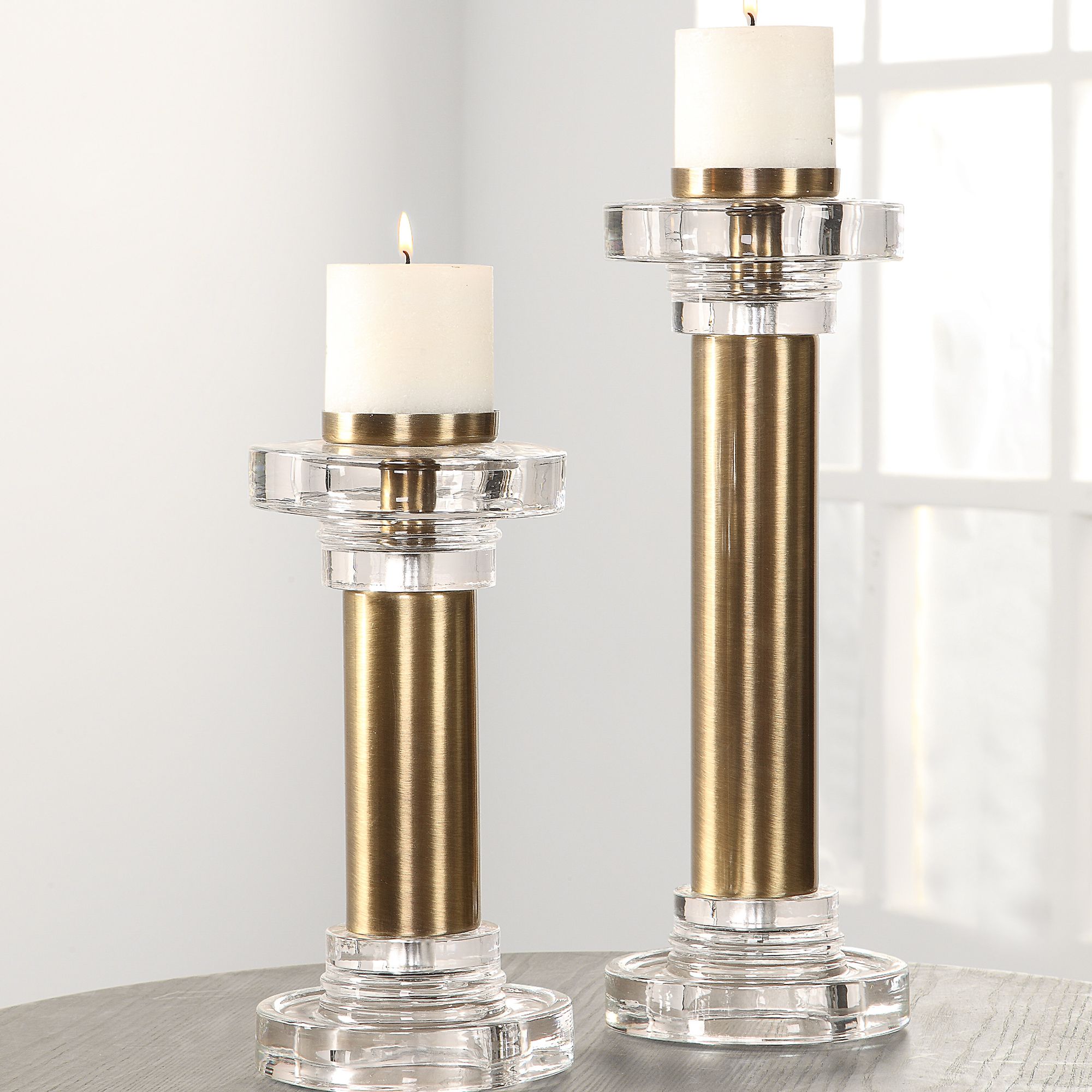 pillar candle holder set of 2