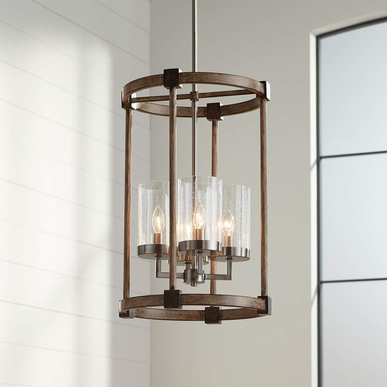 Bridlewood 14 1/2&quot;W Stone Gray and Nickel 4-Light Pendant