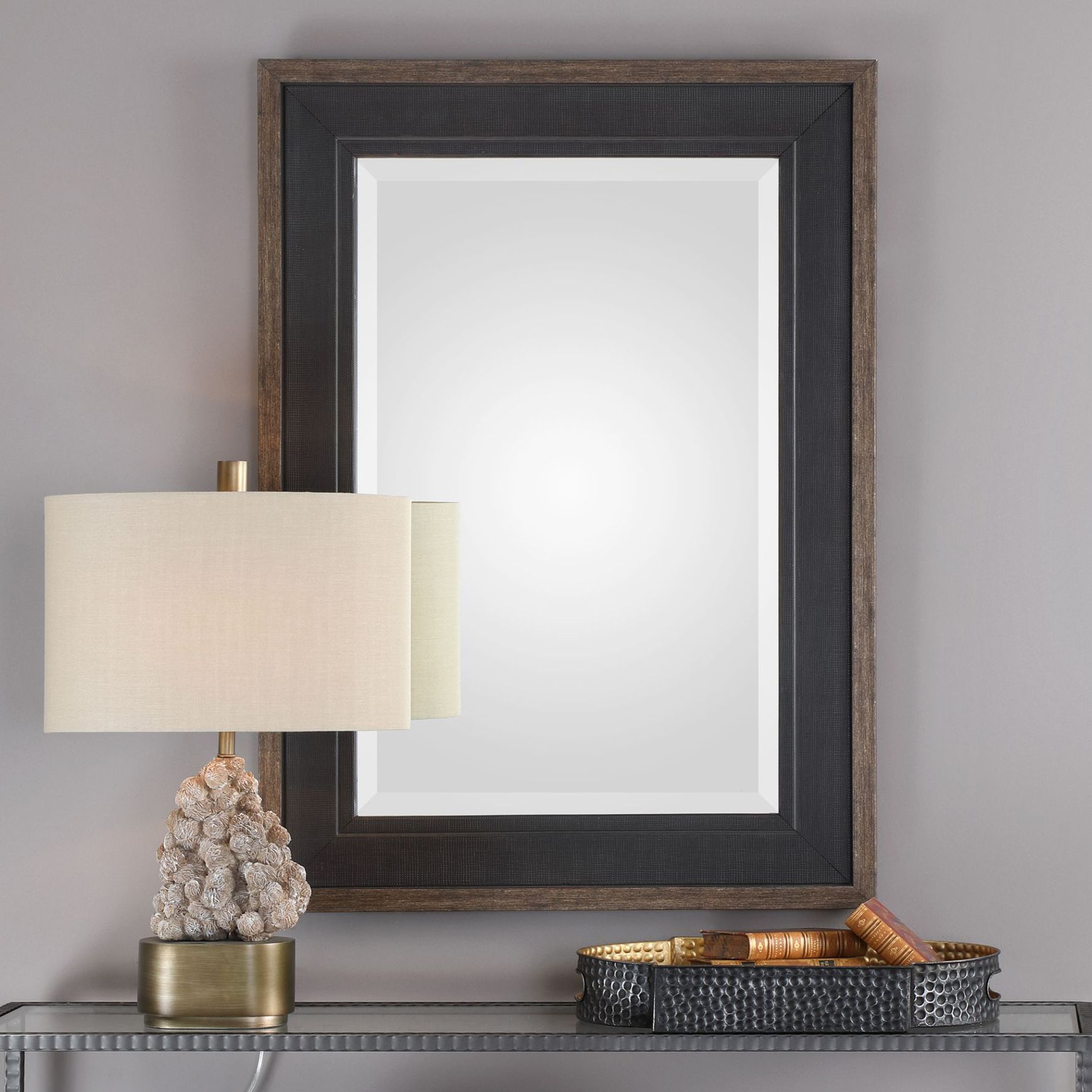 Uttermost Staveley Rustic Black 30" x 42" Wall Mirror