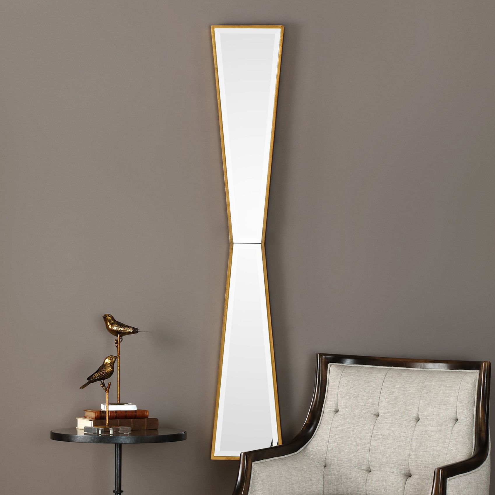 Uttermost Corbata Antiqued Gold Leaf 10" x 60" Wall Mirror