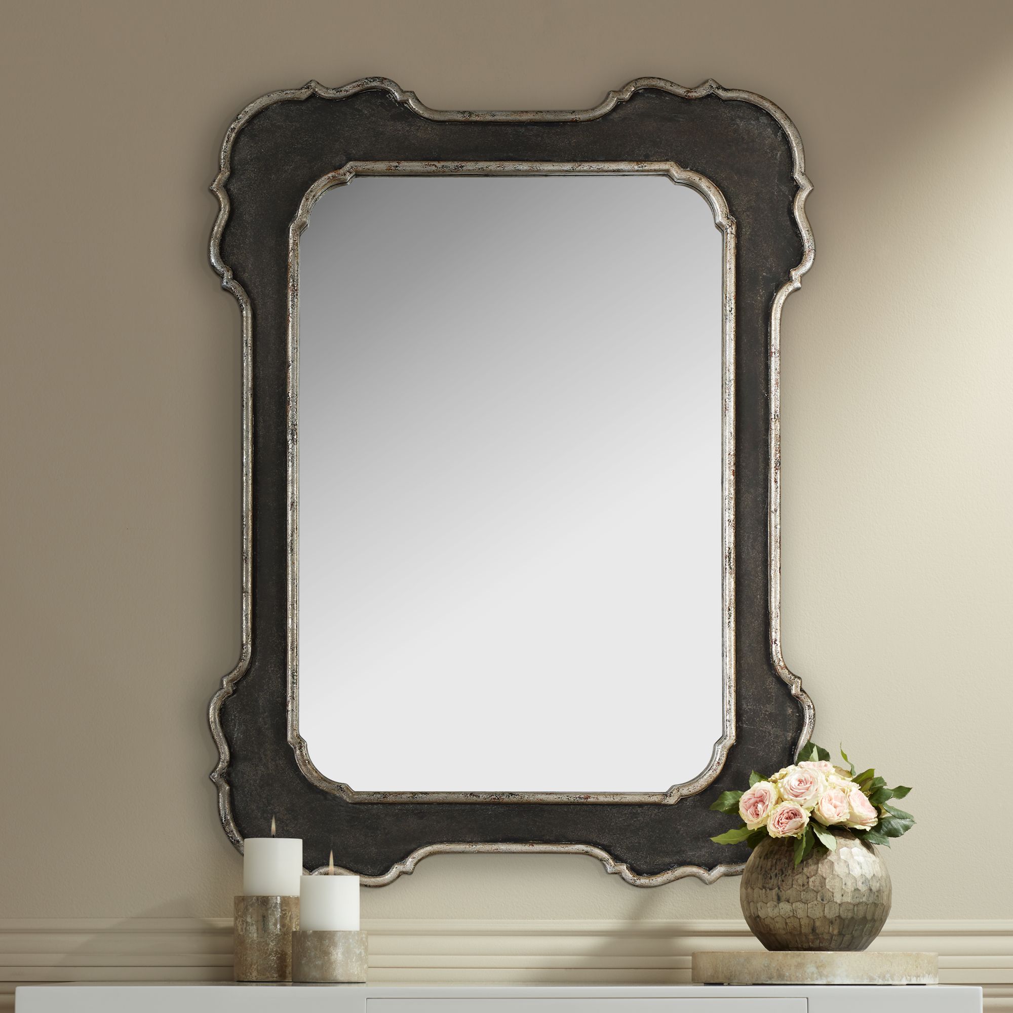 Uttermost Bellano Aged Black 31 1/2" x 42" Wall Mirror