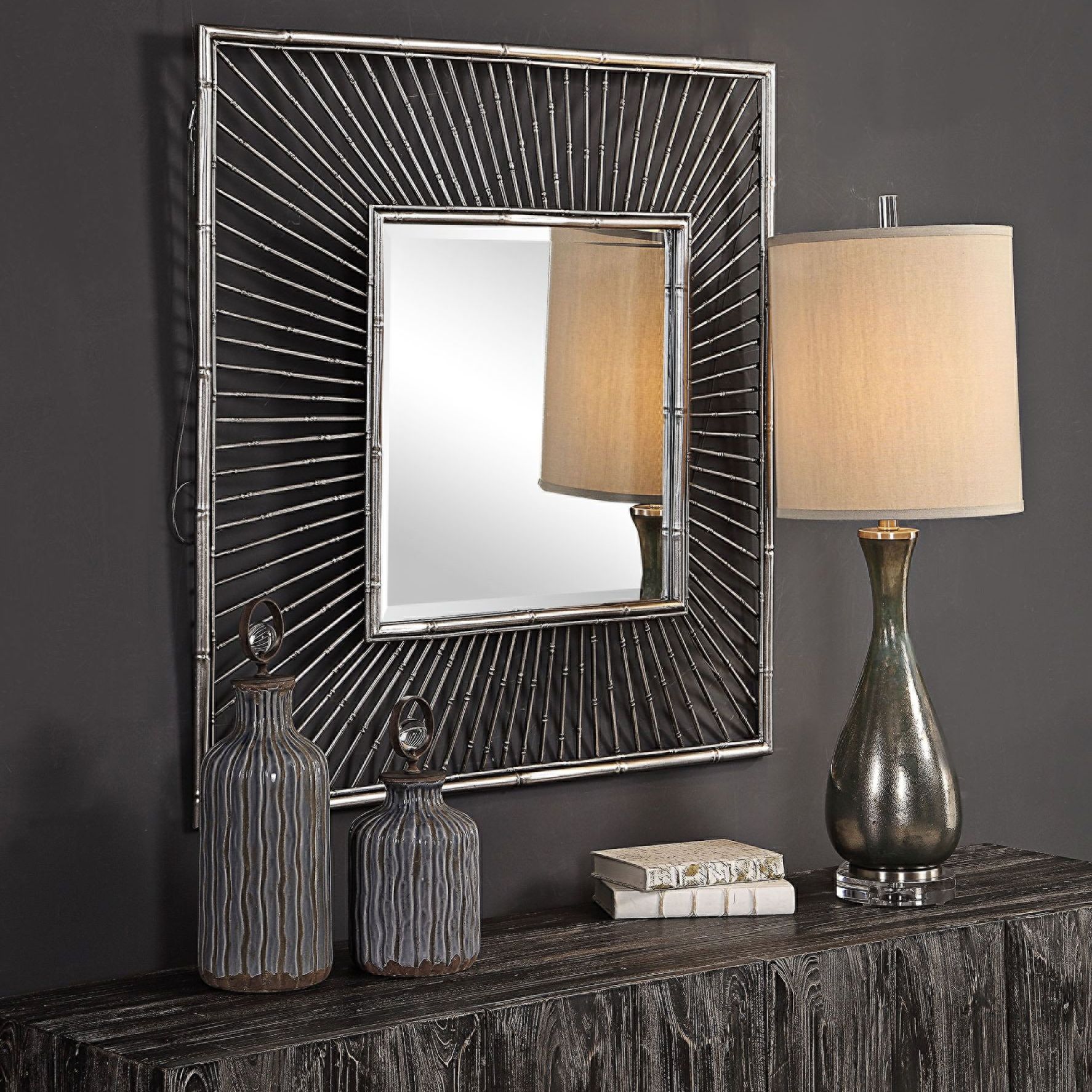 Anji Metallic Silver 39" Square Oversized Wall Mirror