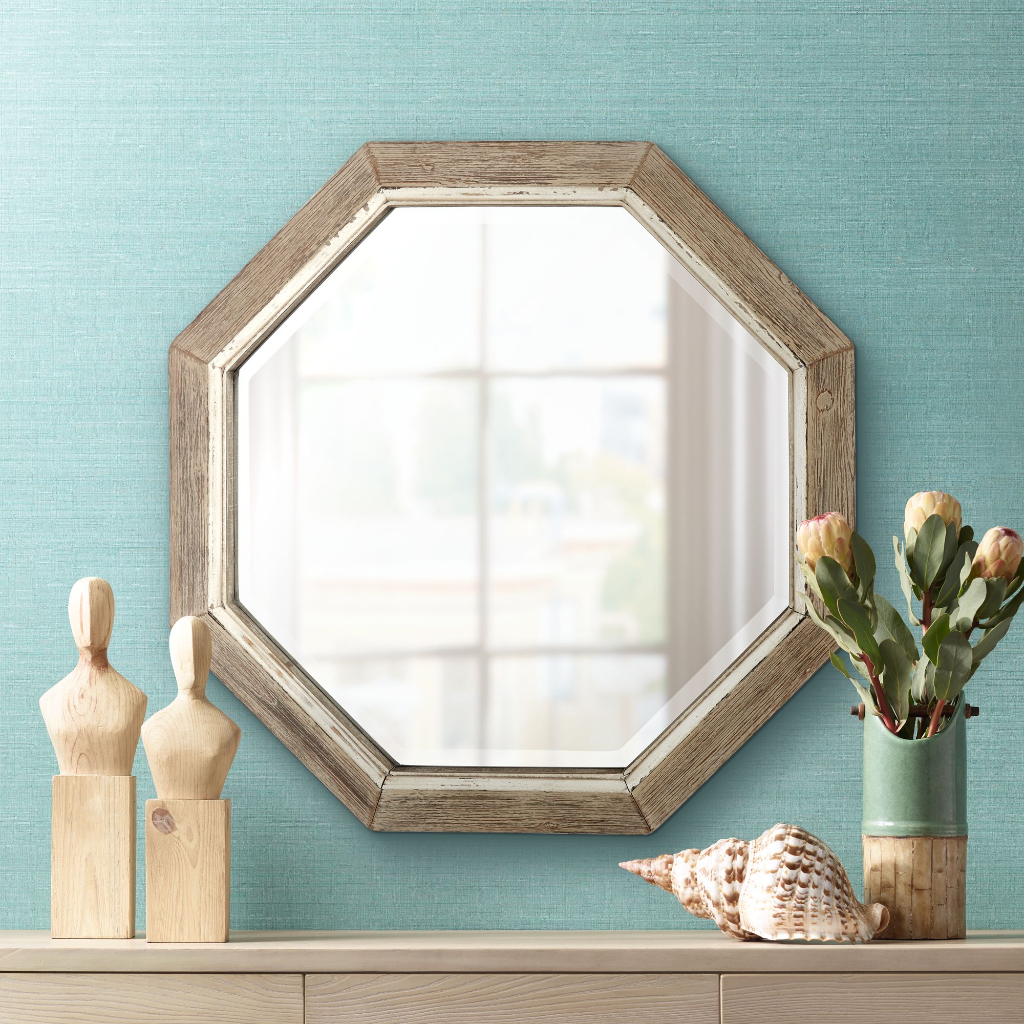 Aspen Natural Wood 28 3/4" x Octagonal Wall Mirror