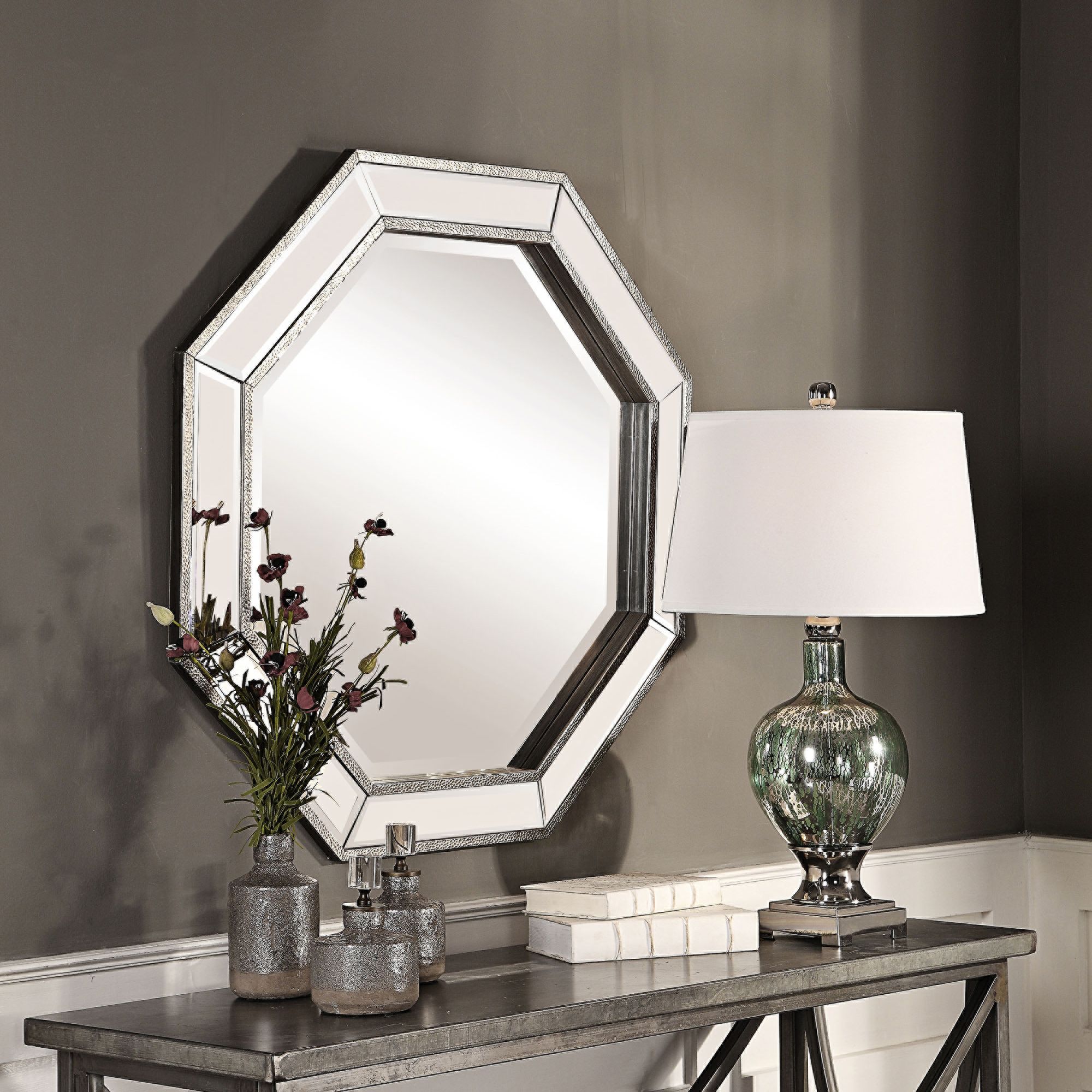 Uttermost Rachela Burnished Silver 38" Octagonal Wall Mirror