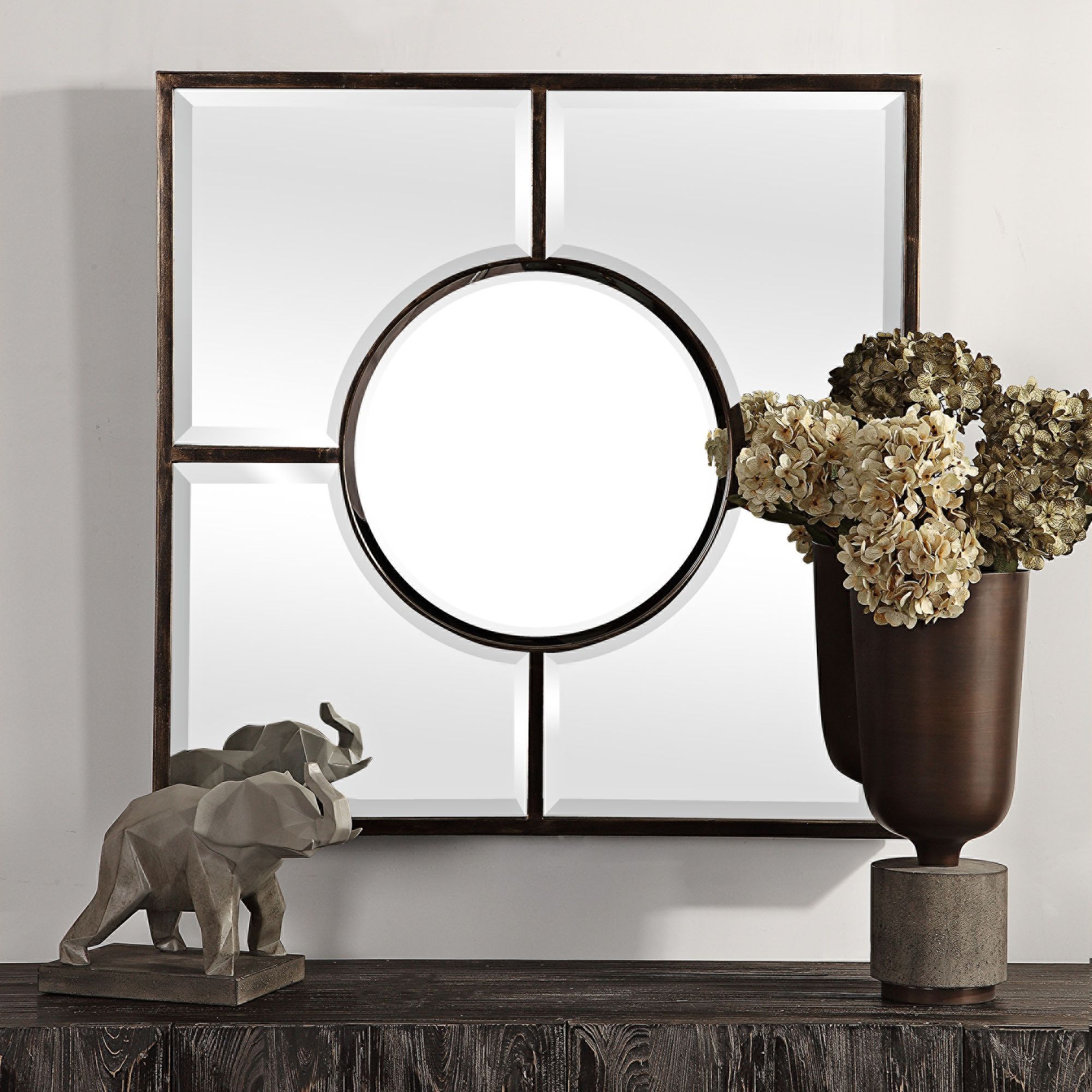 Uttermost Baeden Dark Bronze 36" Square Wall Mirror