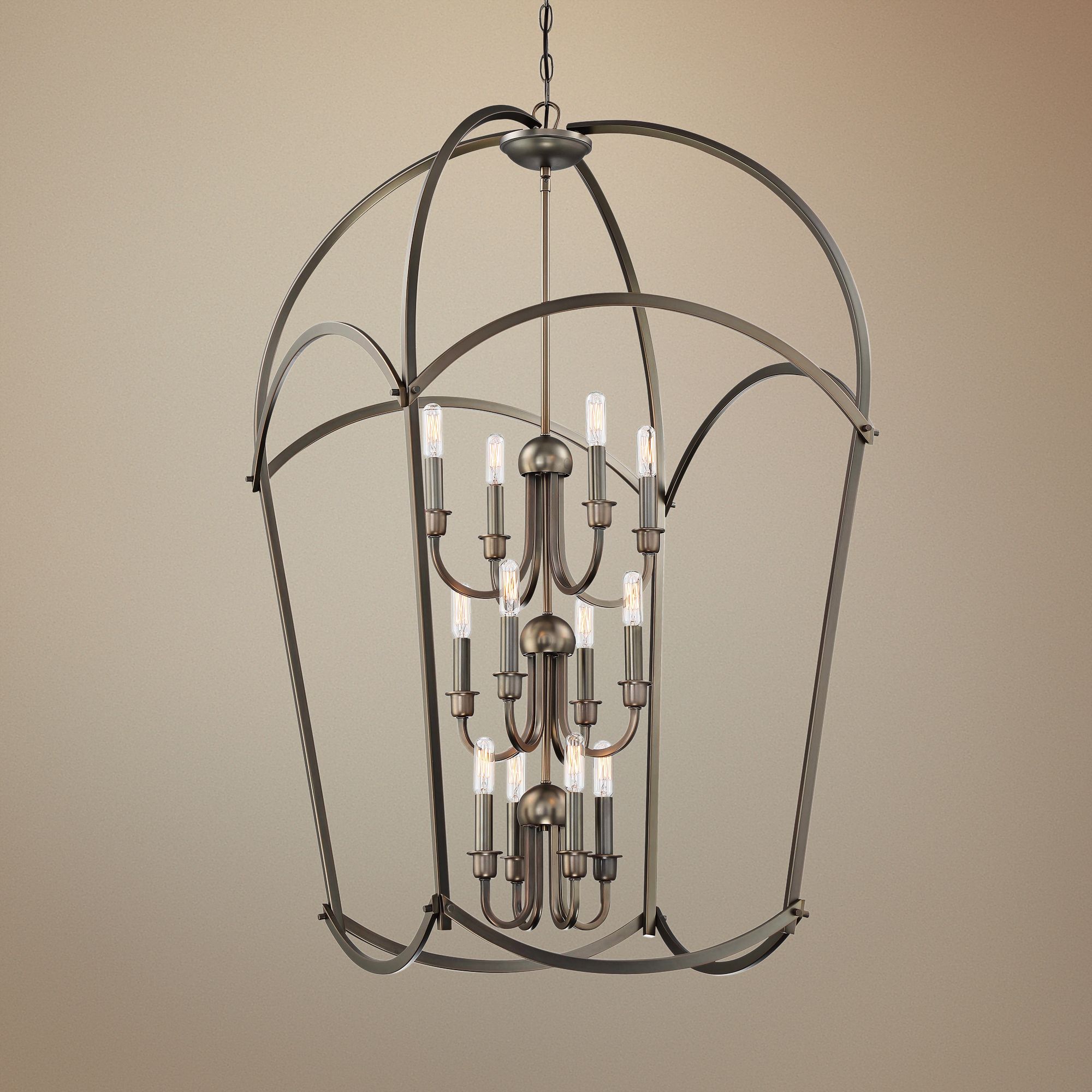 Jupiter's Canopy 25" Wide Bronze 12-Light 3-Tier Pendant