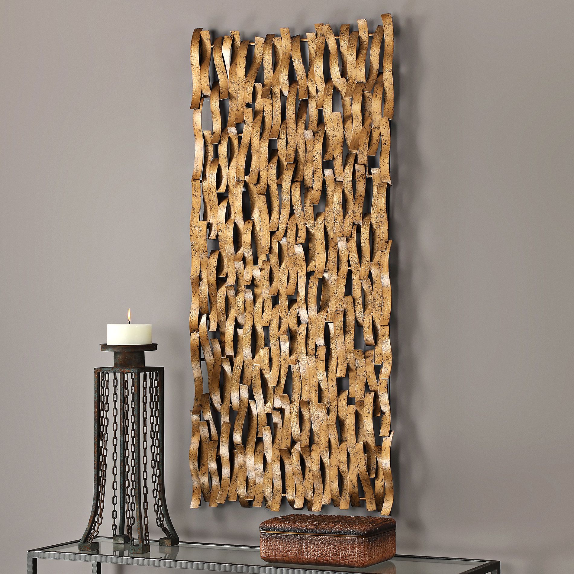 Uttermost Diego 56 1/4" High Antiqued Gold Metal Wall Art