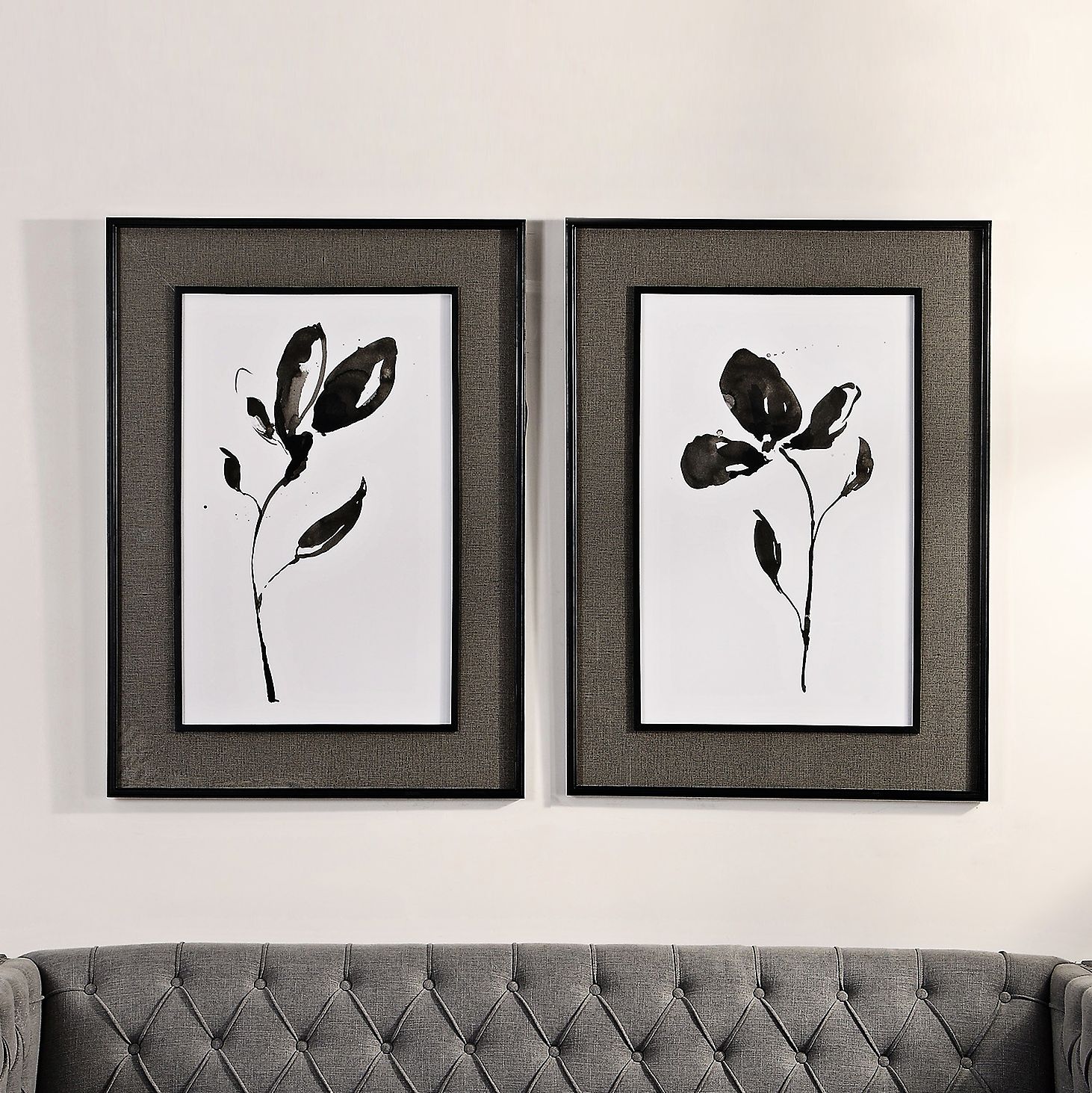 Solitary Sumi-e 41 3/4" High 2-Piece Framed Wall Art Set