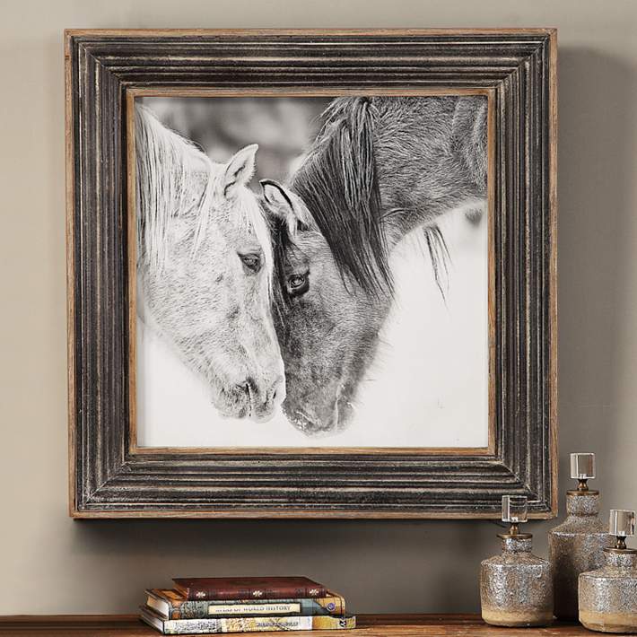 Stupell Industries White Soft Graphite Look Two Horses Photograph Black Framed Wall Art 24 x 30 Multi-Color