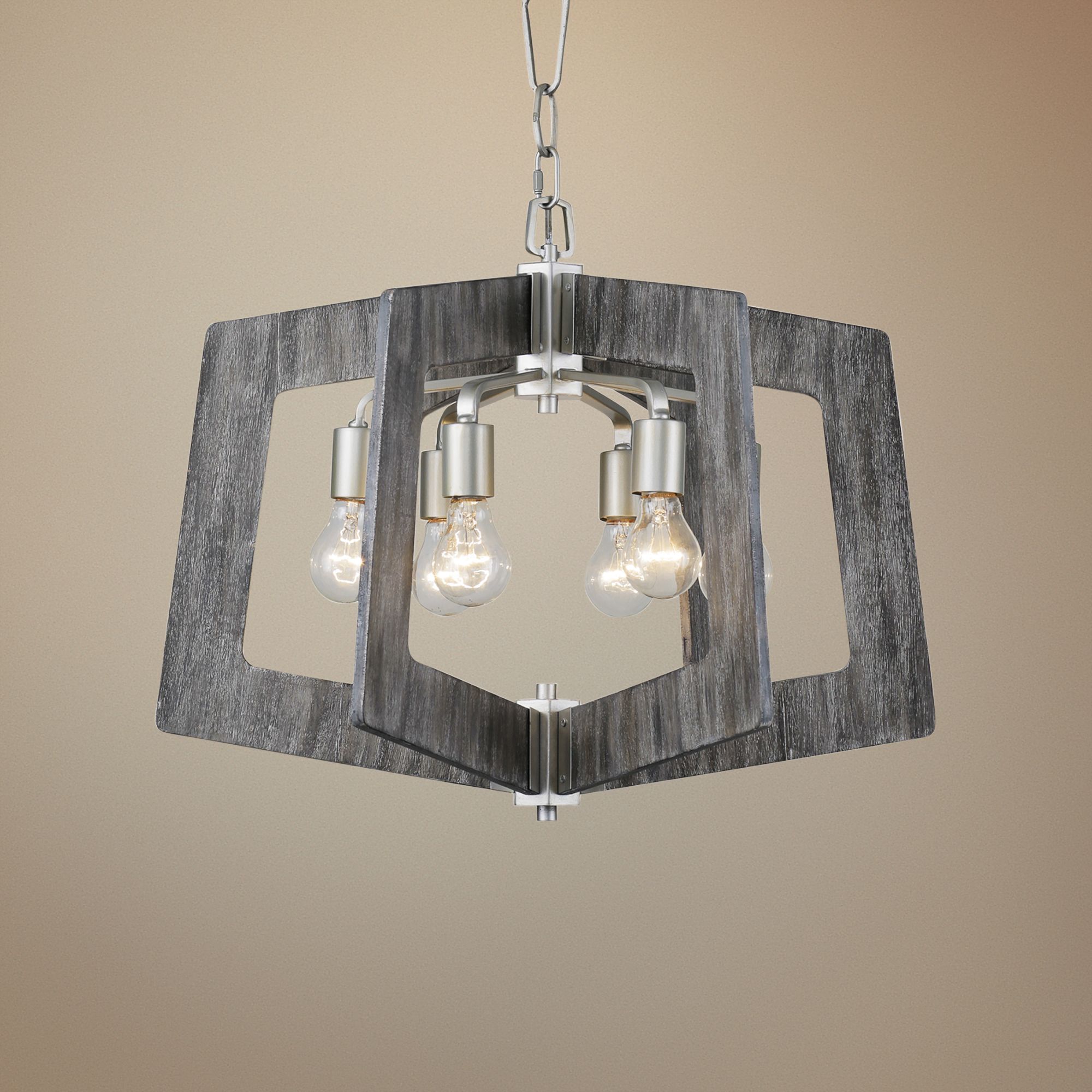 Varaluz Lofty 24" Wide Silverado and Gray 6-Light Pendant