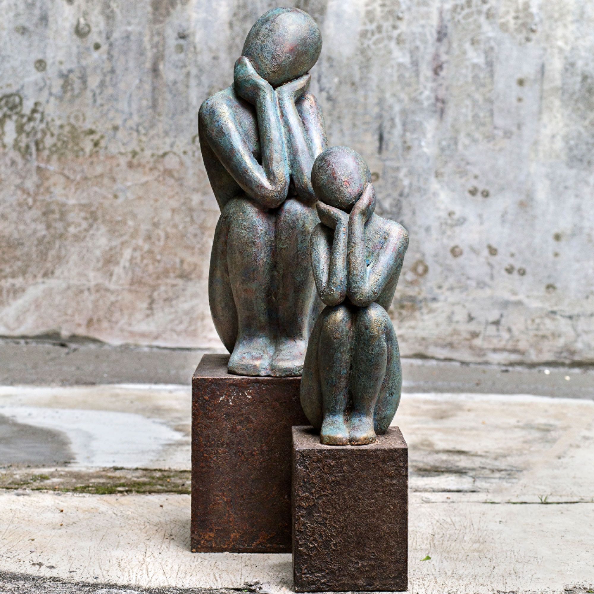 Uttermost Jayin Aged Blue Patina Terracotta Statue Set of 2