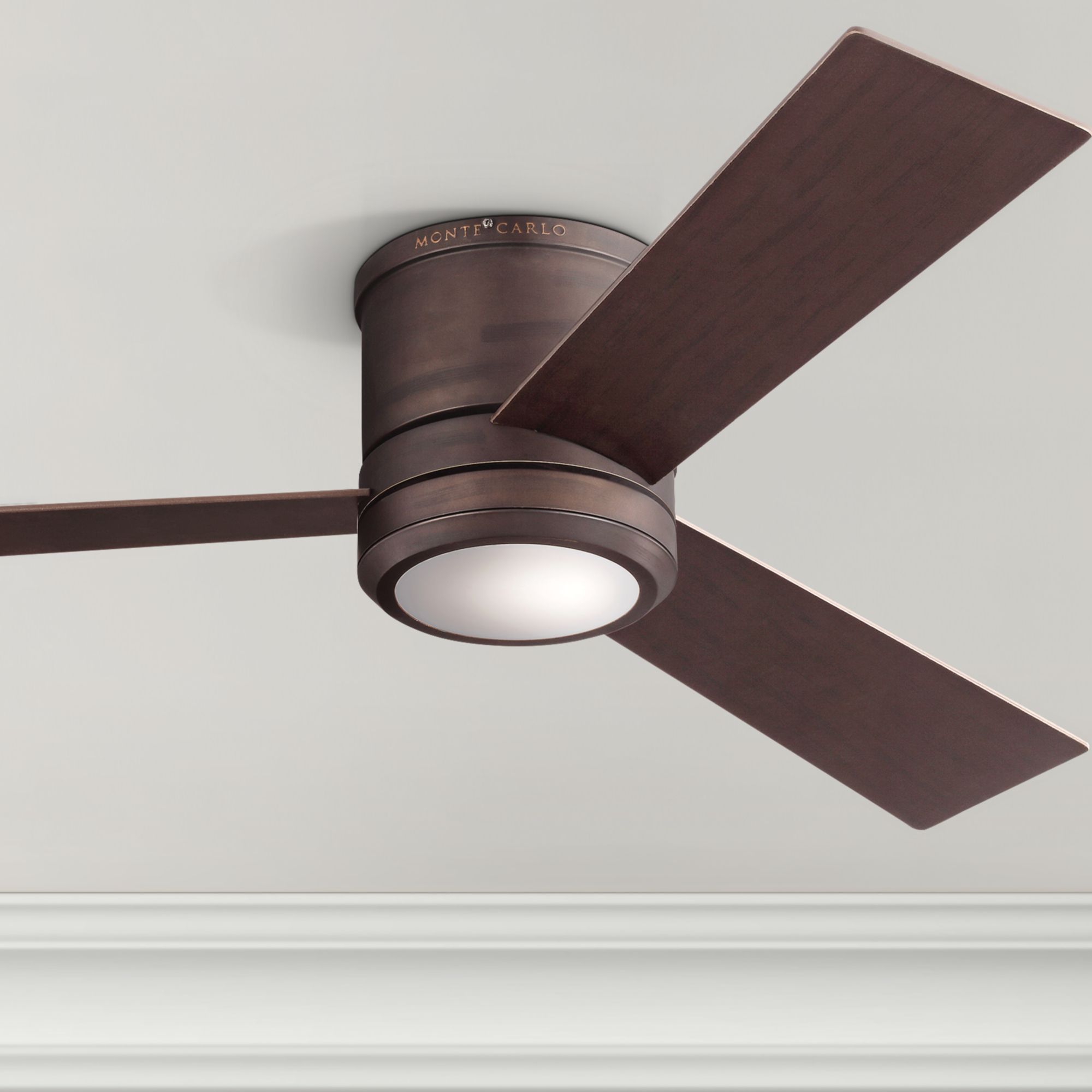 56" Clarity Max Roman Bronze LED Damp Hugger Ceiling Fan