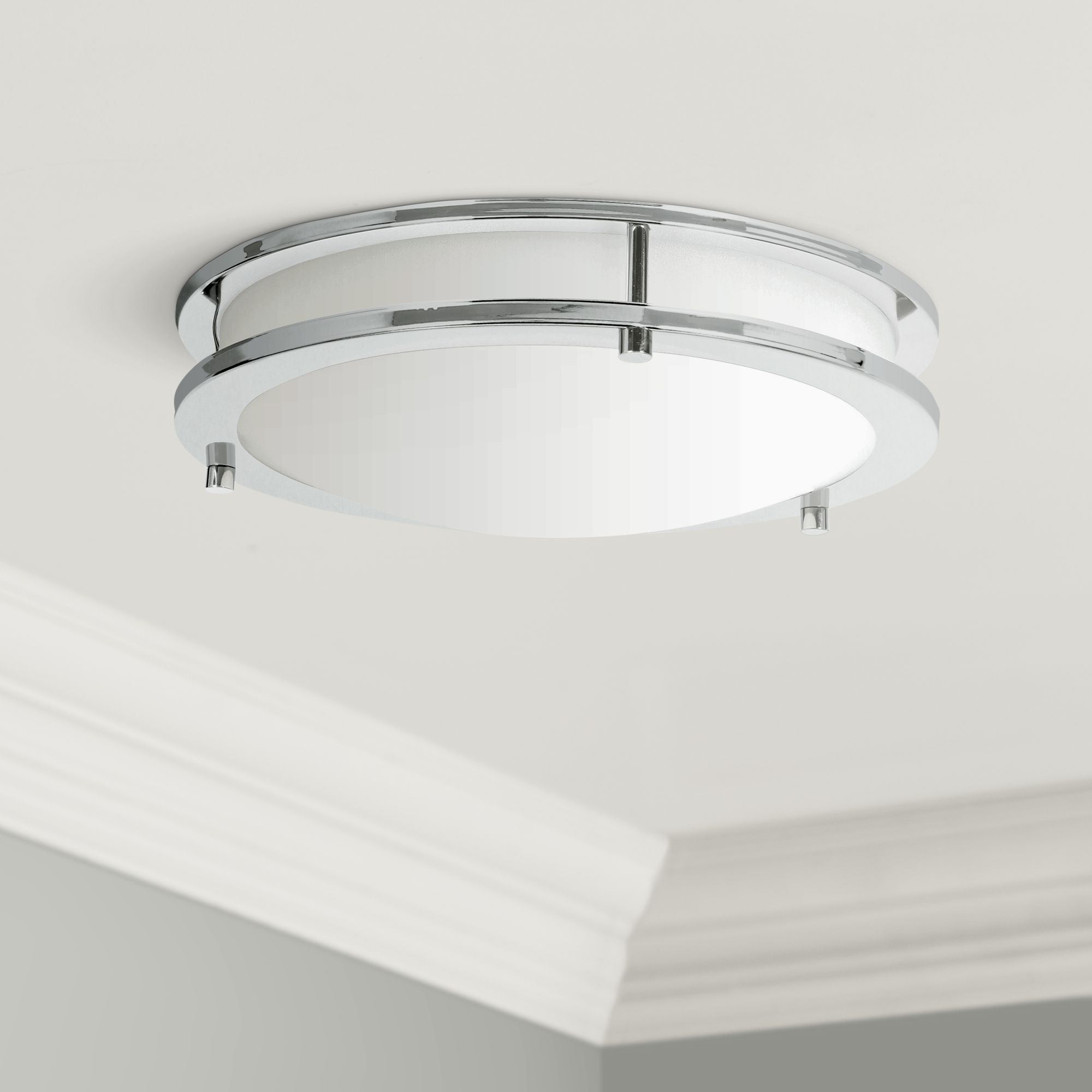 Solero 14" Wide Chrome Finish Modern LED Ceiling Light