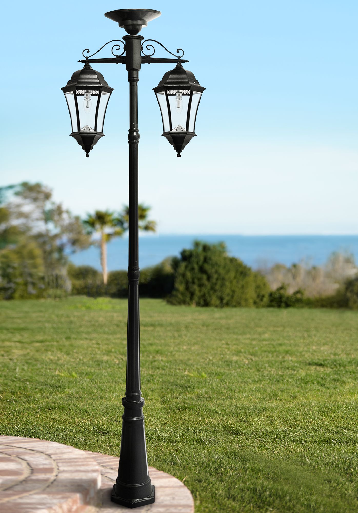 Victorian 101" High Black Solar LED Outdoor Post Light