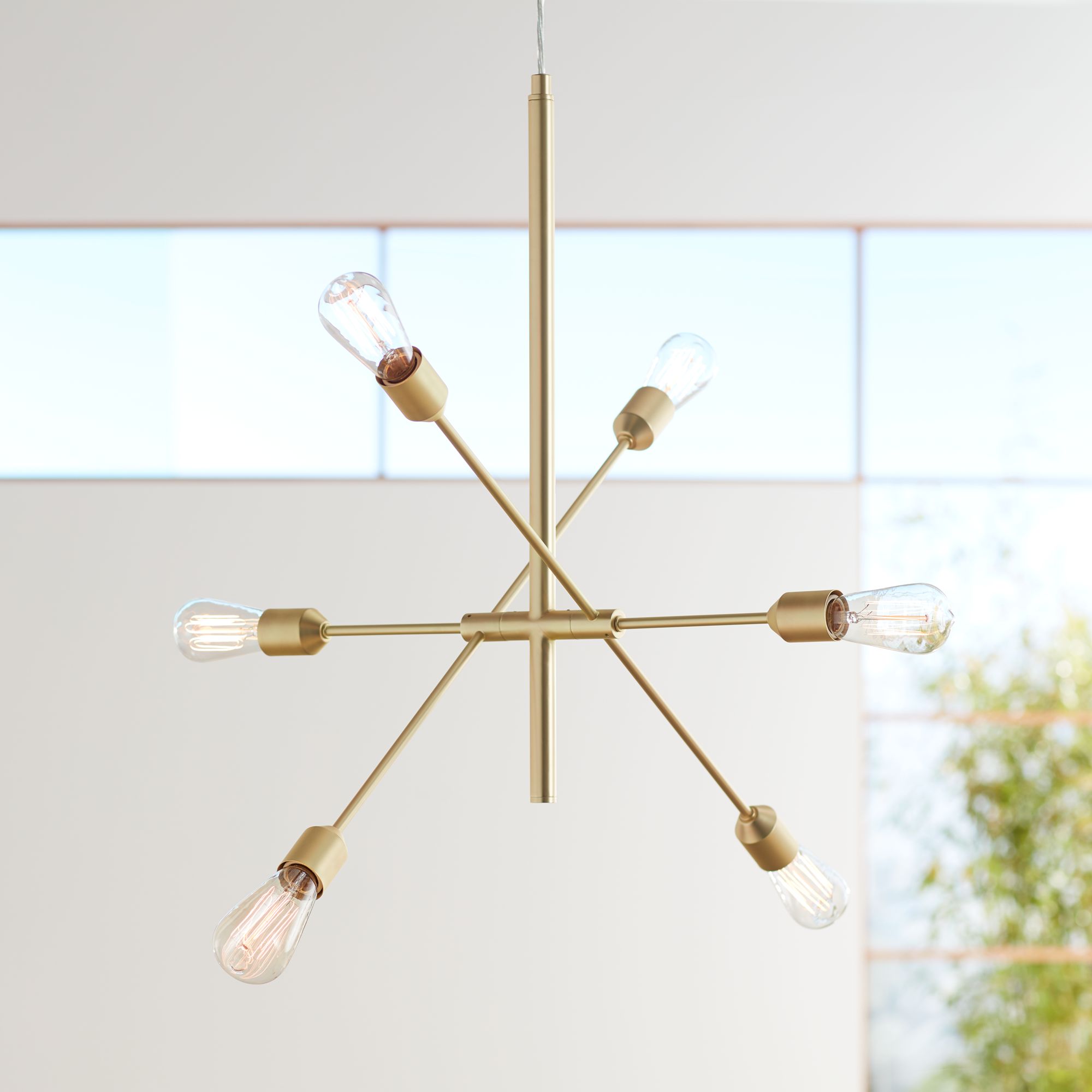 Possini Euro Ally 27 1/2" Wide Brass 6-Light Sputnik Pendant