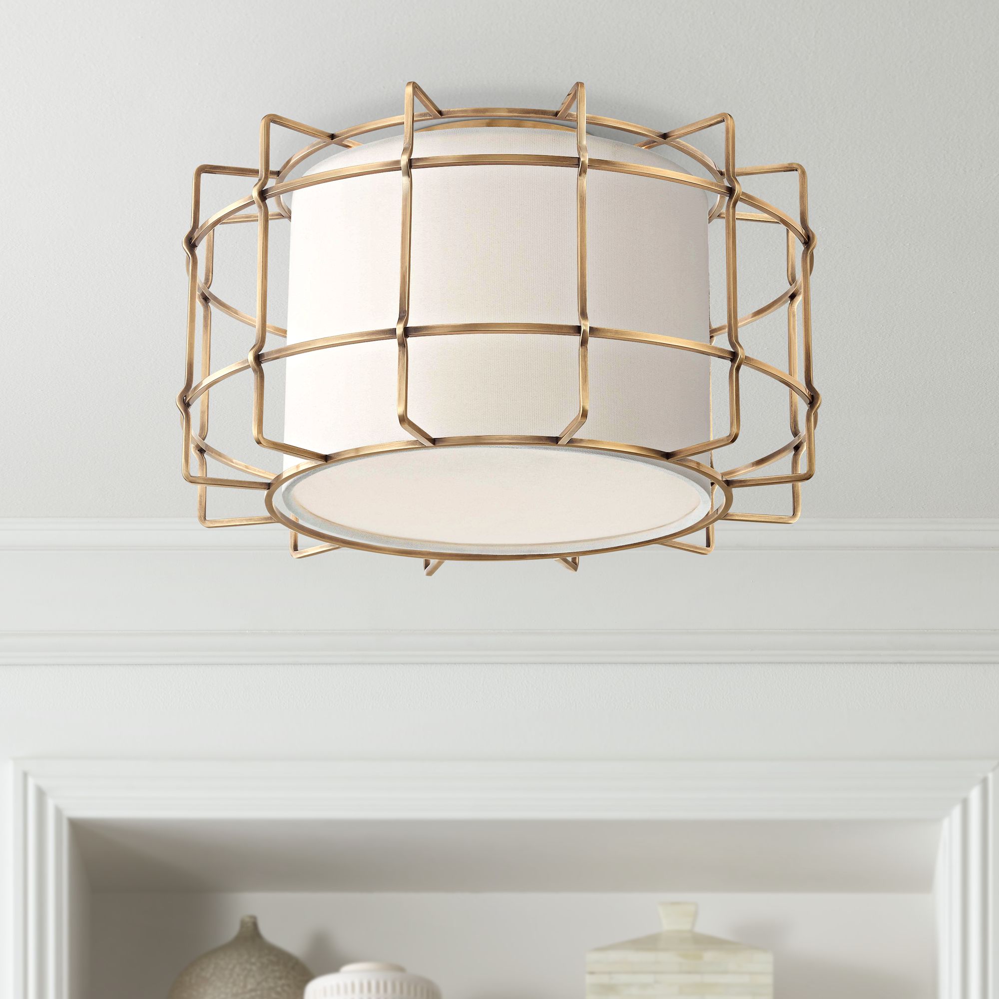 Hudson Valley Sovereign 16"W Aged Brass LED Ceiling Light