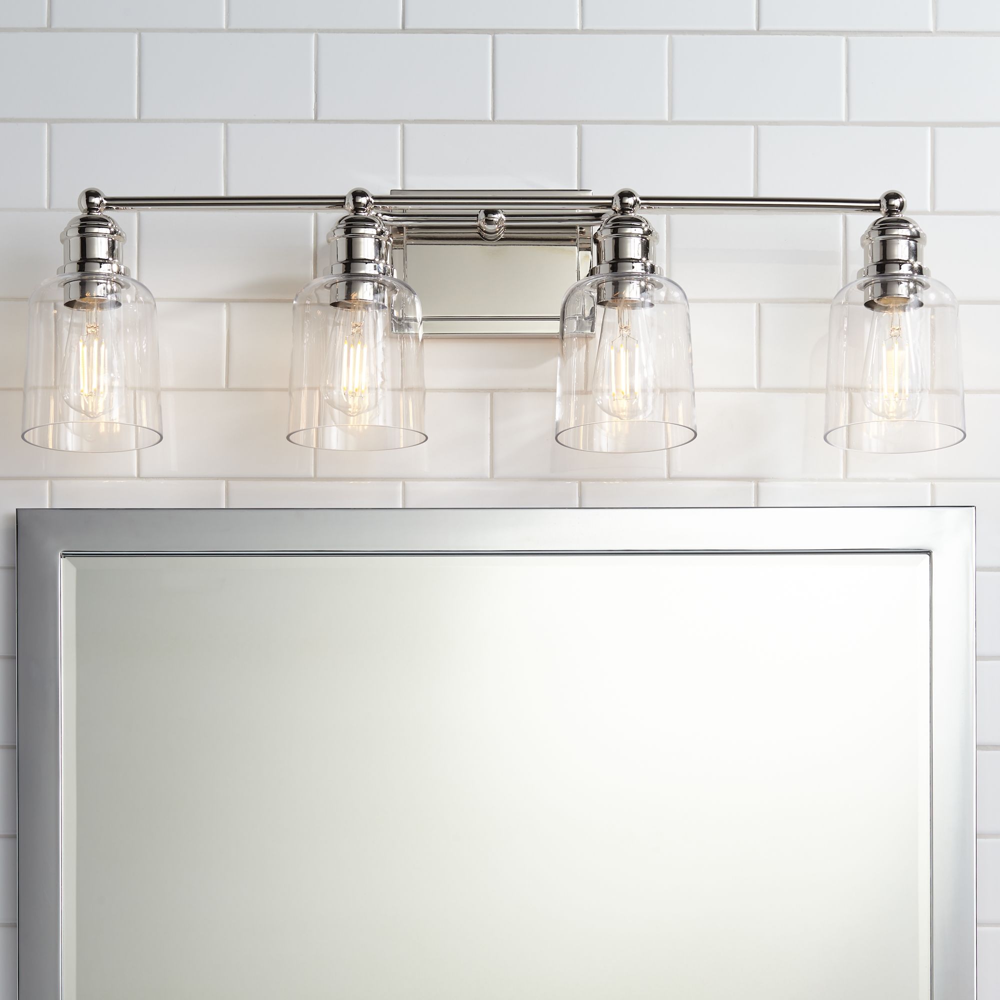 Preston 32" Wide Polished Nickel 4-Light Bath Light