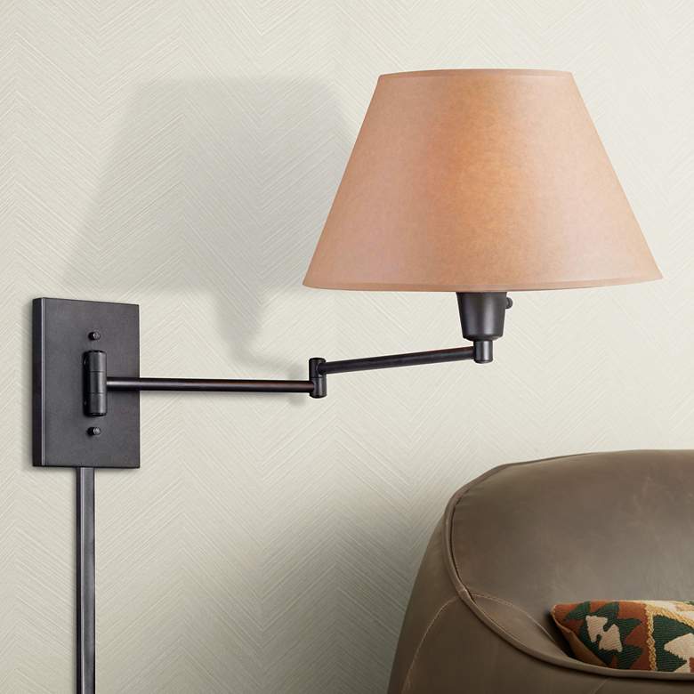 Image 2 Kenroy Black Simplicity Plug-In Swing Arm Wall Lamp