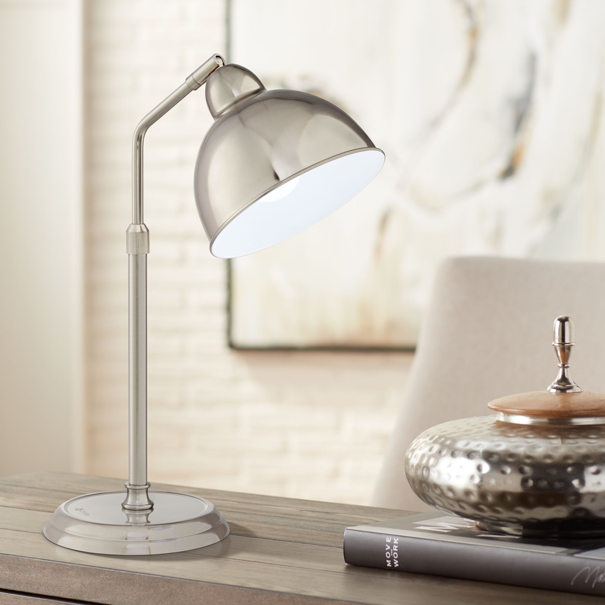 OttLite Covington Brushed Nickel Adjustable LED Desk Lamp