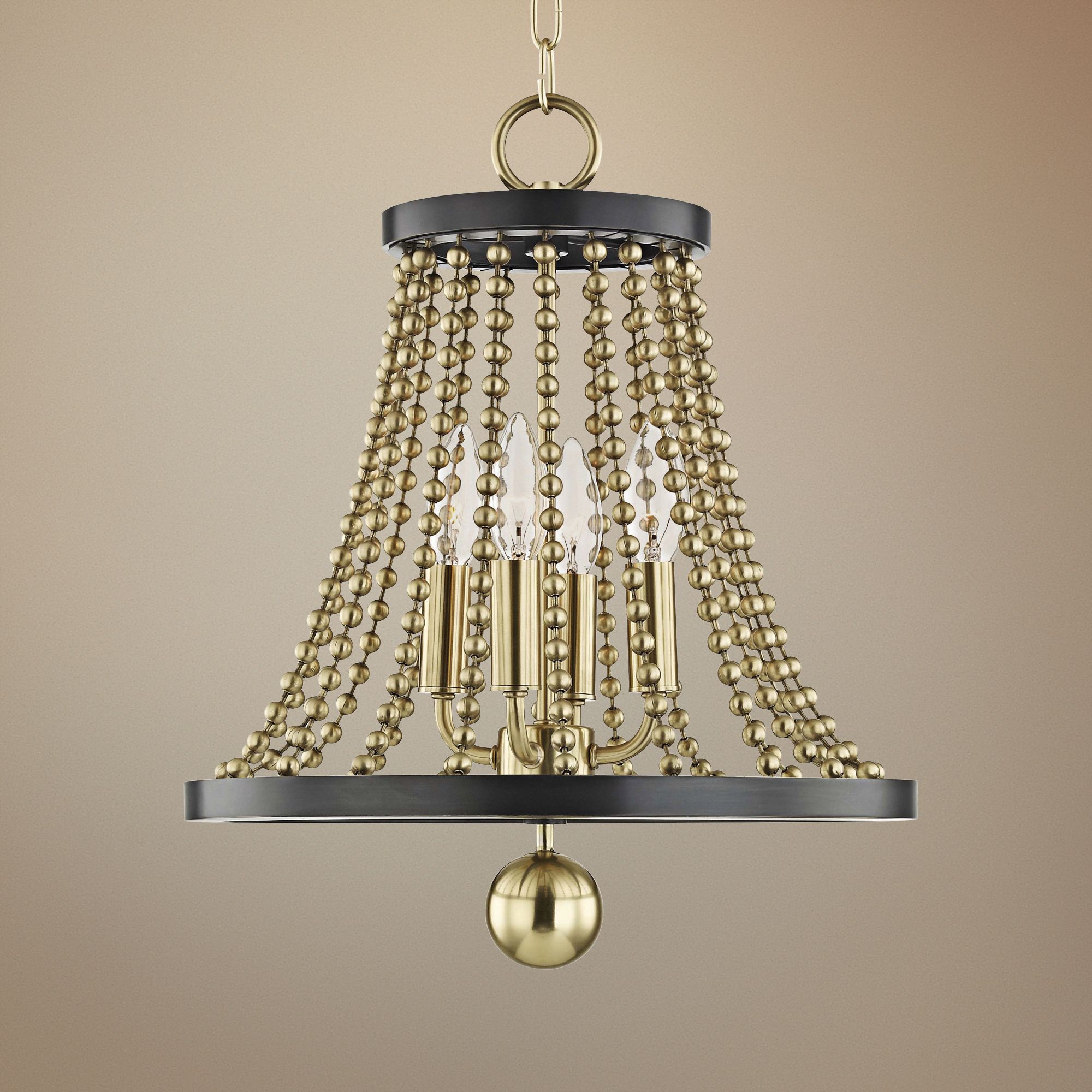 Hudson Valley Spool 14 1/4"W Aged Brass 4-Light Chandelier