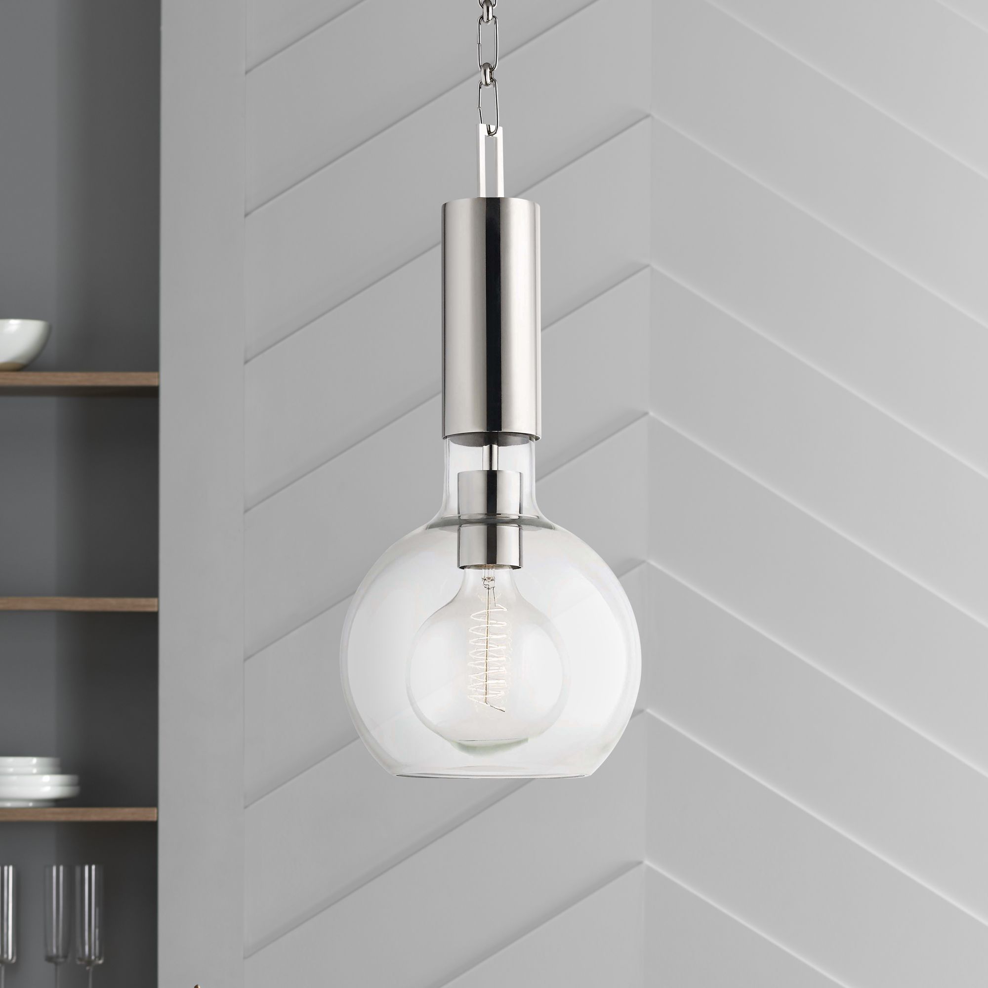 Hudson Valley Raleigh 9" Wide Polished Nickel Mini Pendant