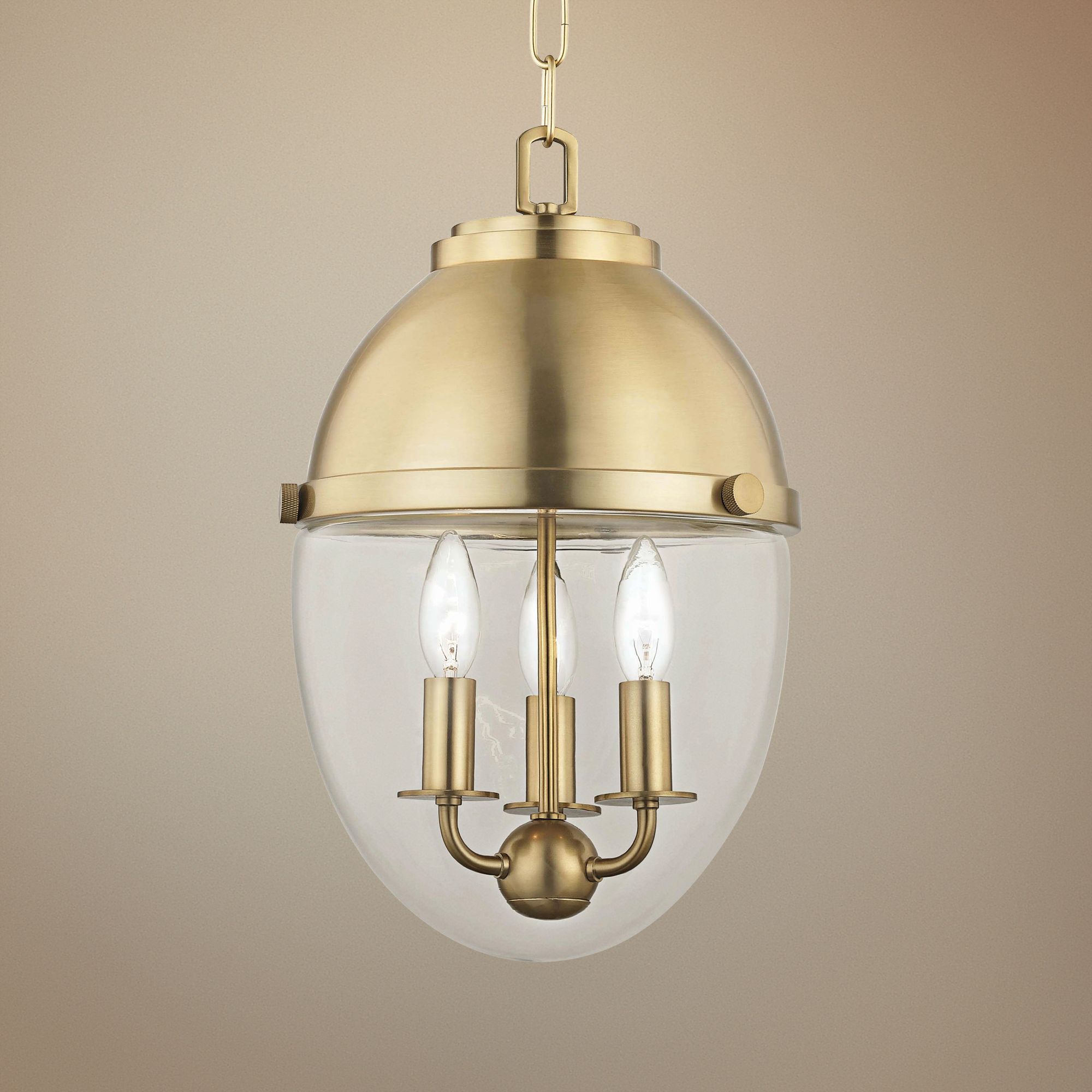 Hudson Valley Kennedy 10"W Aged Brass 3-Light Mini Pendant