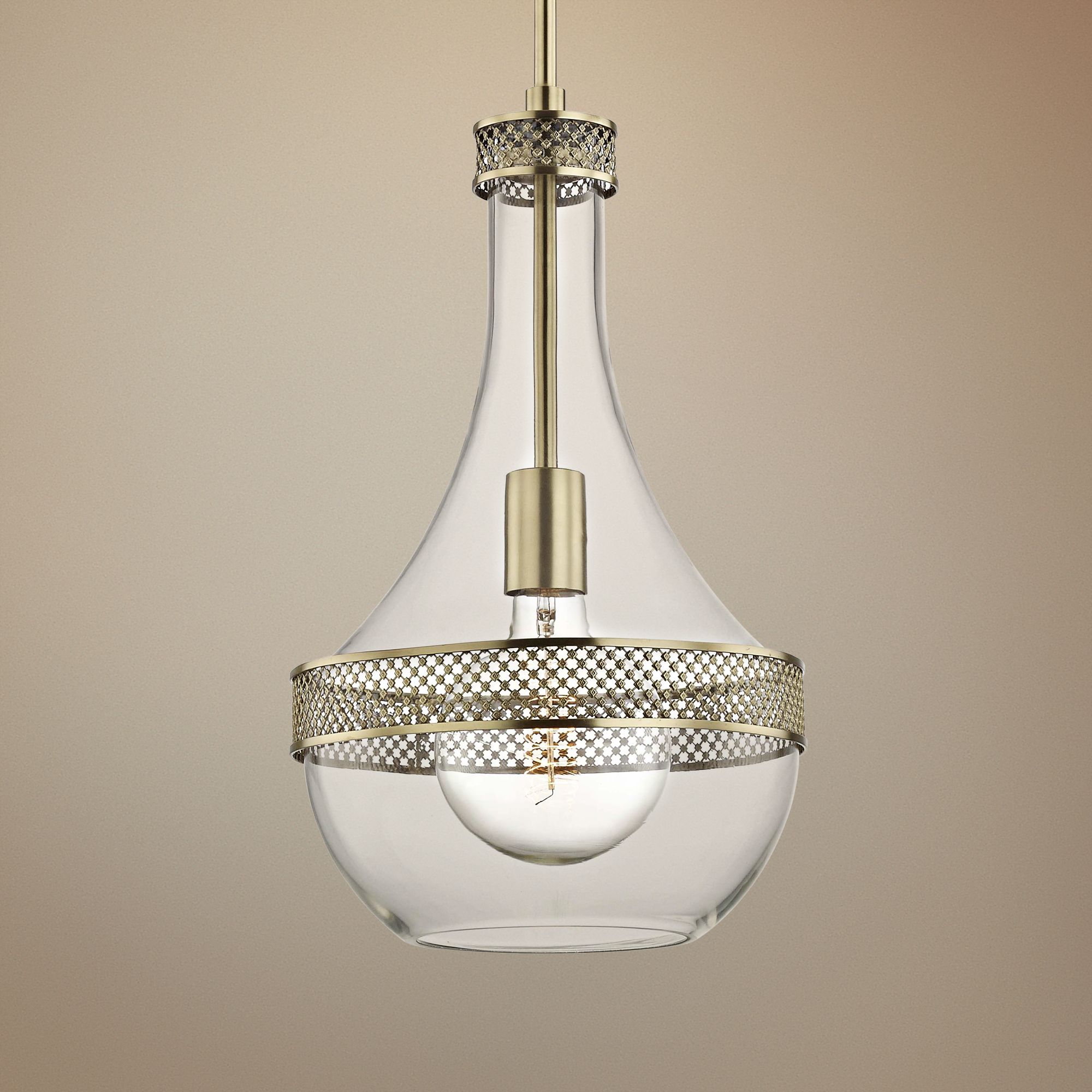 Hudson Valley Hagen 10 3/4" Wide Aged Brass Mini Pendant