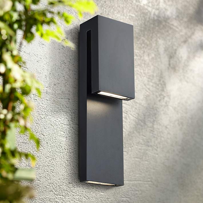 18 H Black Led Outdoor Wall Light, Modern Forms Outdoor Sconces