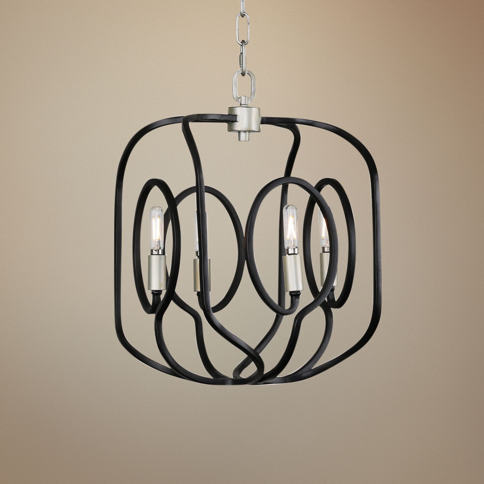 Eliptico 10 3/4"W Silverado and Black 4-Light Mini Pendant
