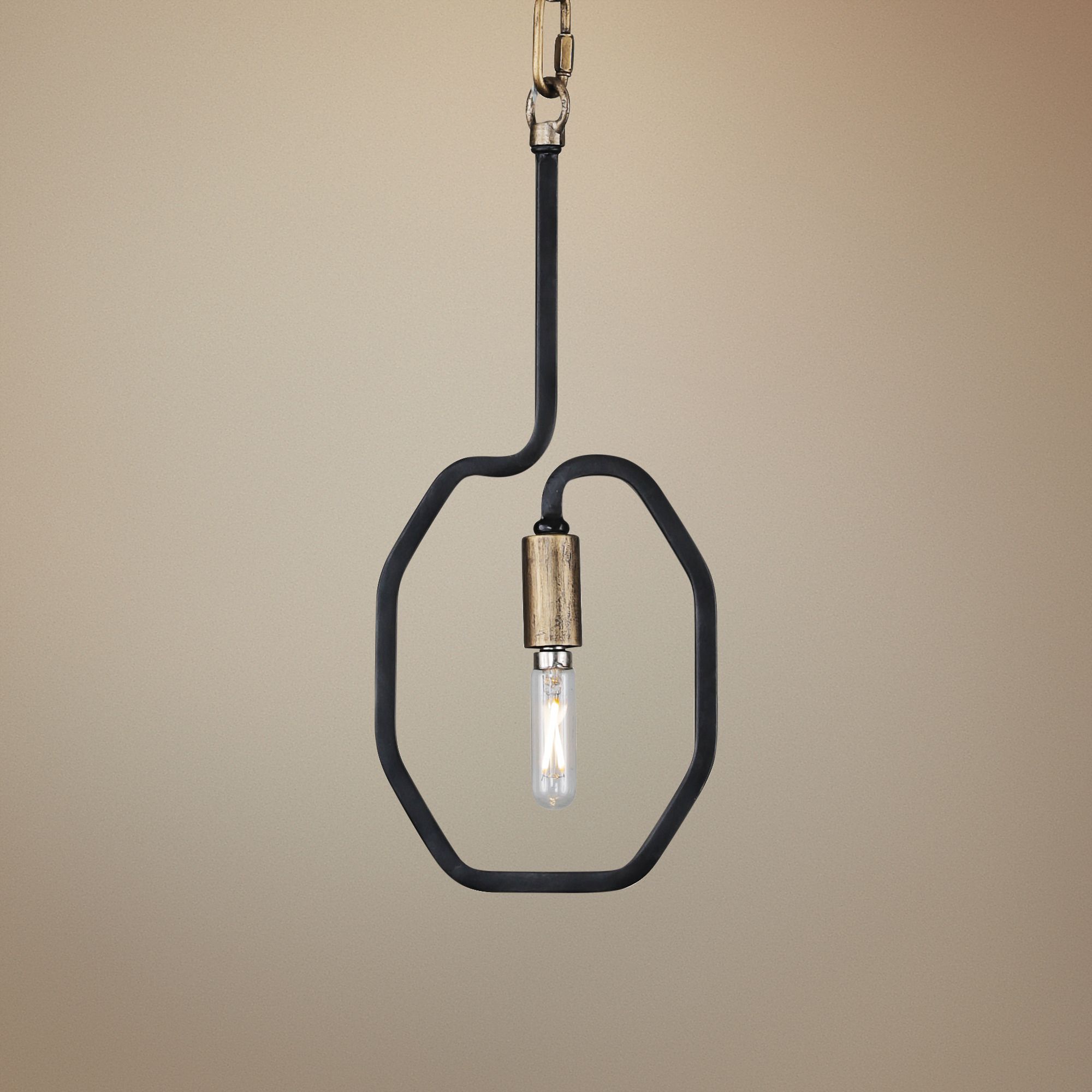 Varaluz Hexagono 5 1/2"W Havana Gold and Carbon Mini Pendant