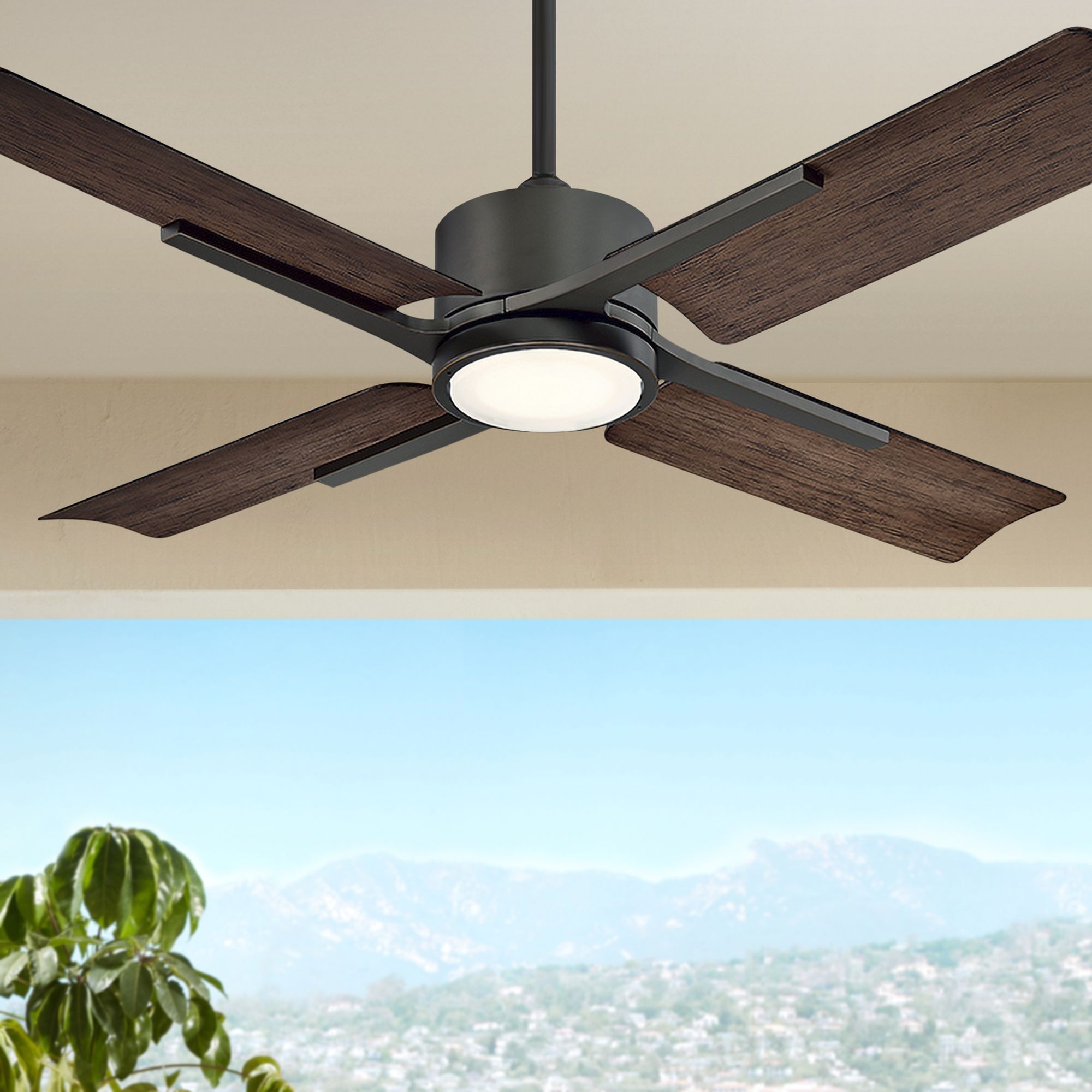 56" Modern Forms Cervantes Bronze LED Wet Ceiling Fan 59F67 Lamps Plus