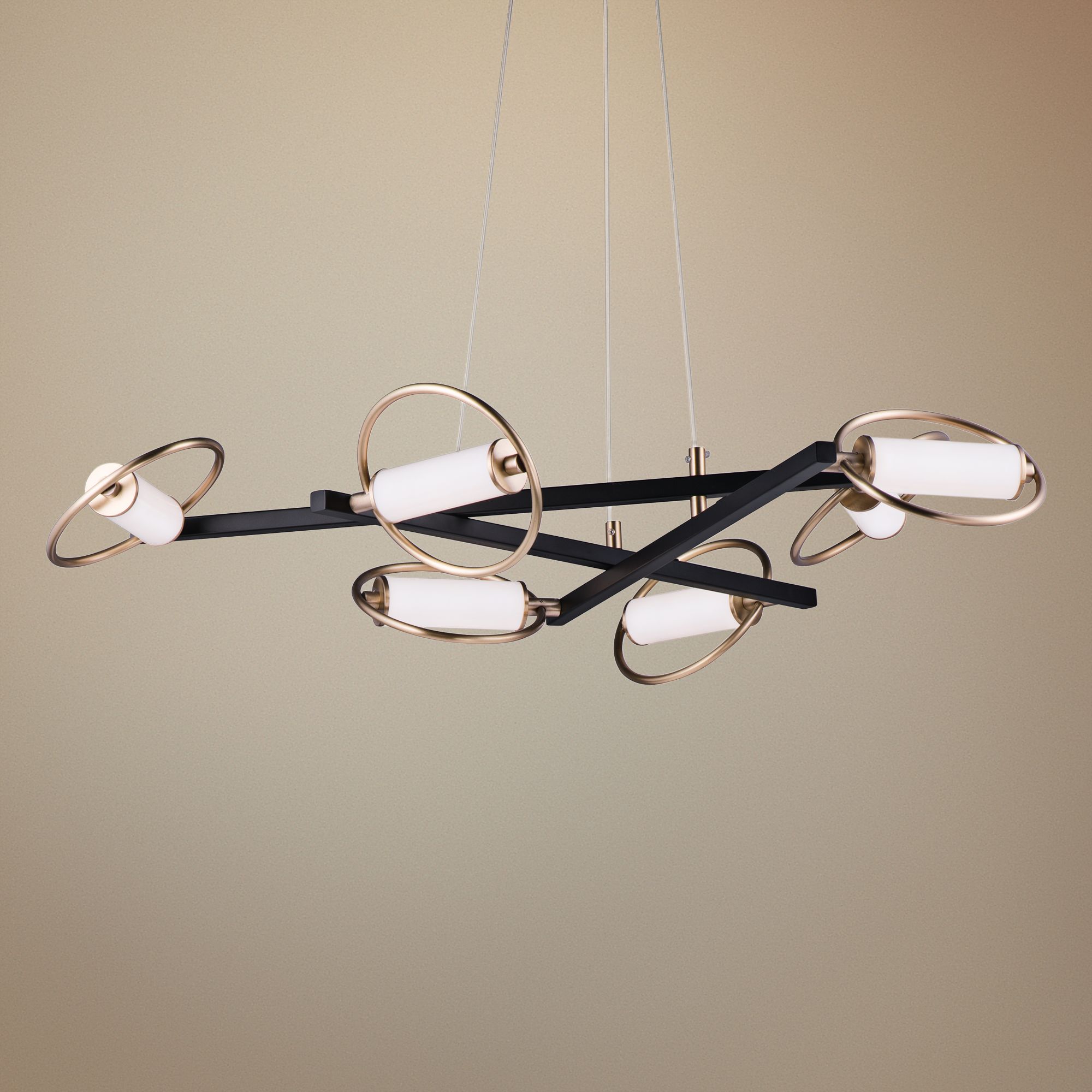 ET2 Flare 38 1/4"W Black and Soft Gold 6-Light LED Pendant