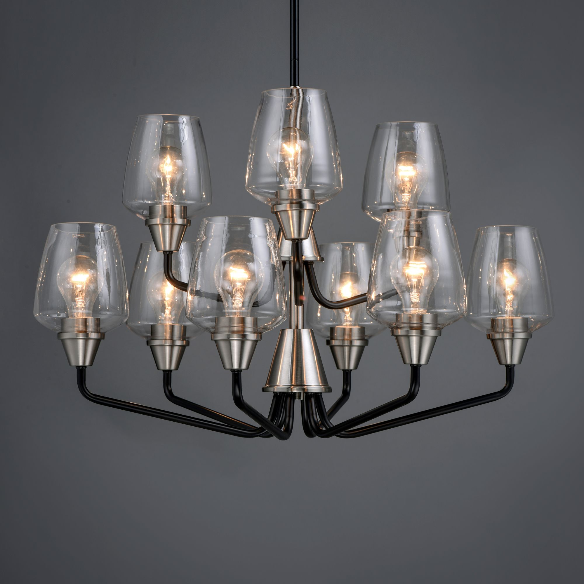 Maxim Goblet 27"W Black and Satin Nickel 9-Light Chandelier