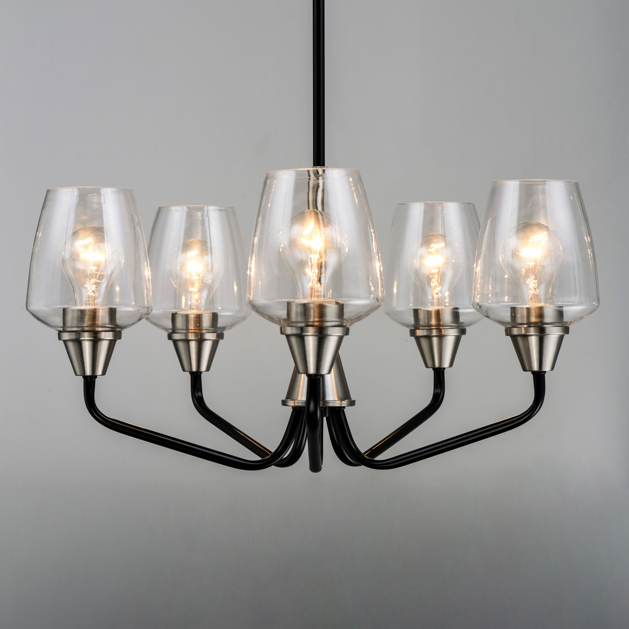 Maxim Goblet 23"W Black and Satin Nickel 5-Light Chandelier