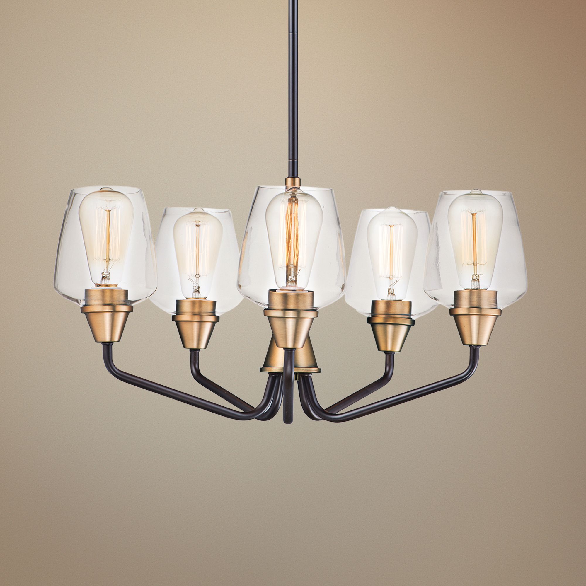Maxim Goblet 23" Wide Bronze and Brass 5-Light Chandelier