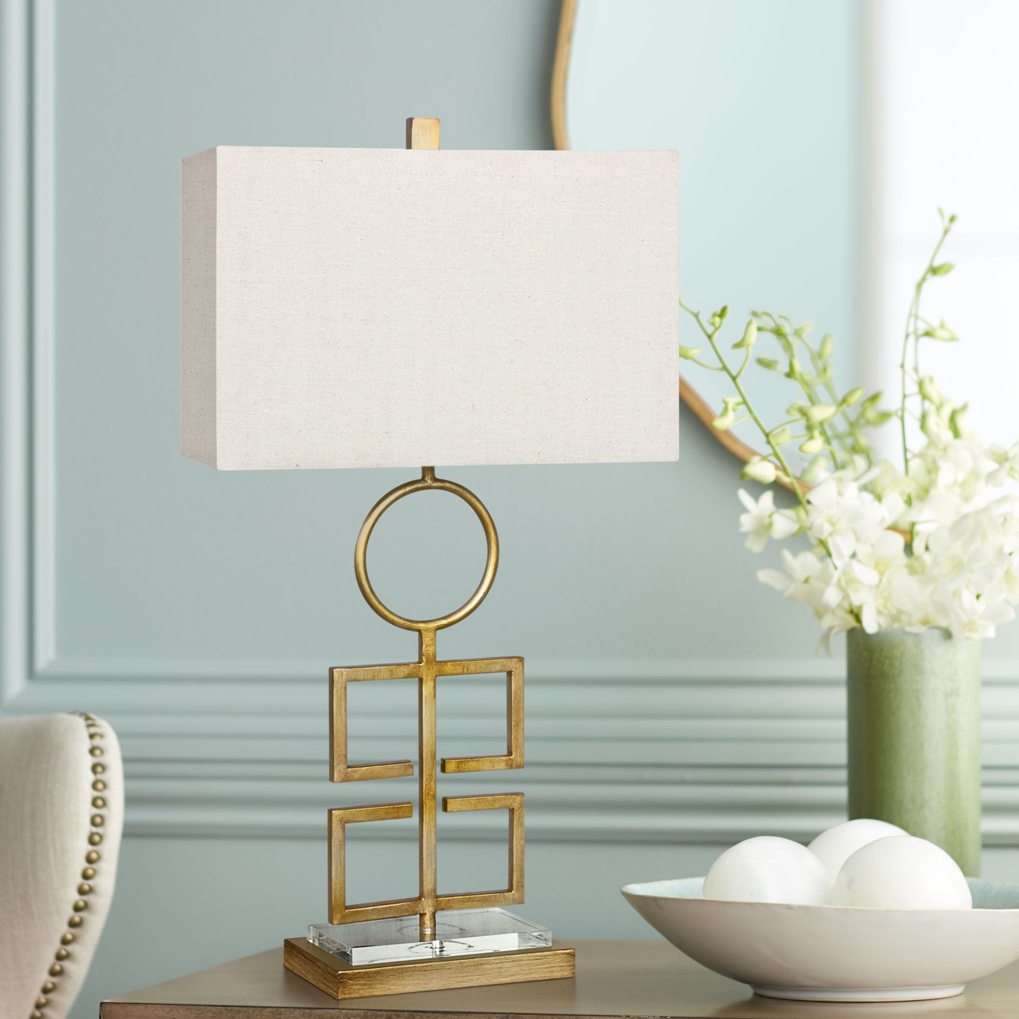 Totemic Modern Cut-Out Antique Gold Metal Table Lamp