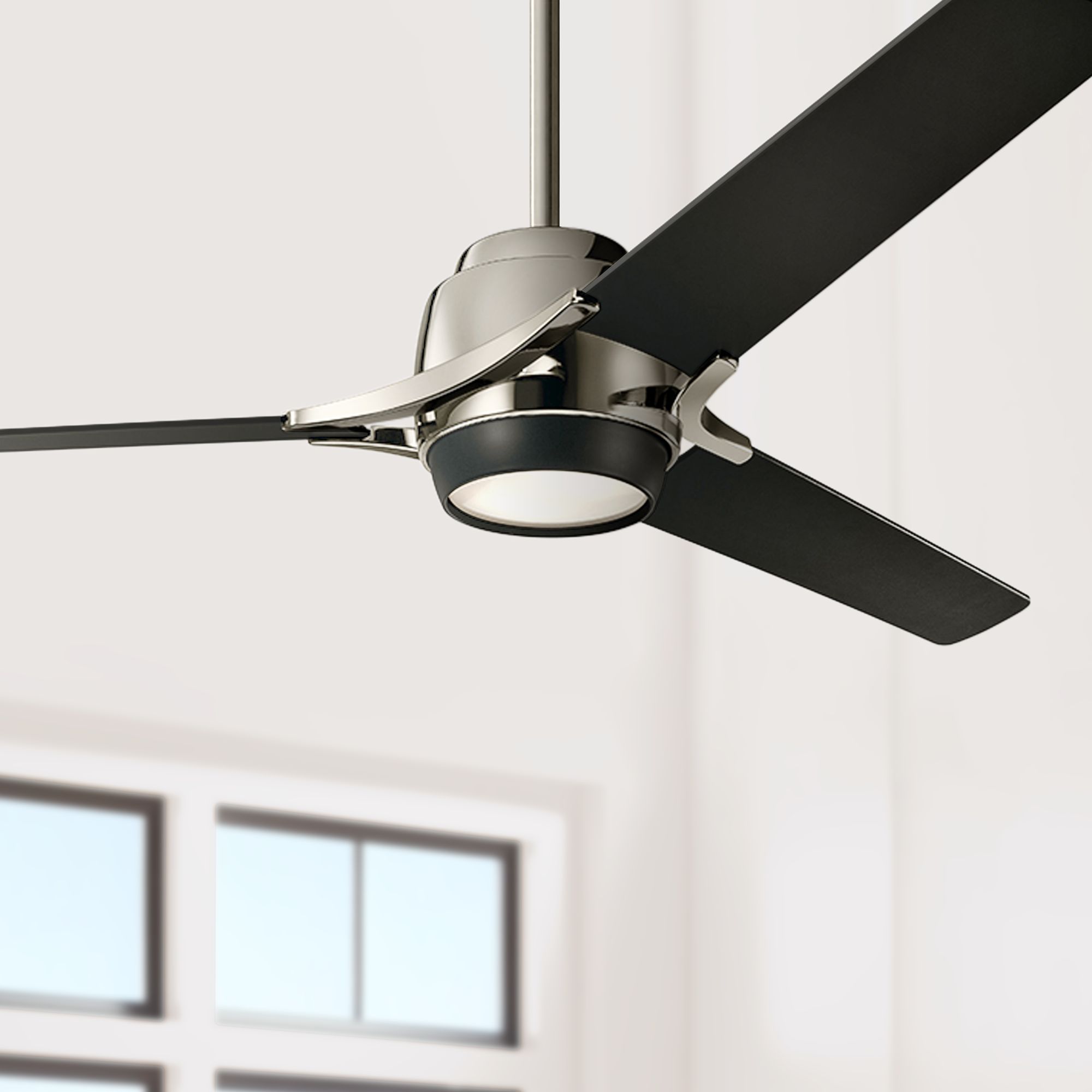 60" Kichler Zeus Black and Polished Nickel LED Ceiling Fan