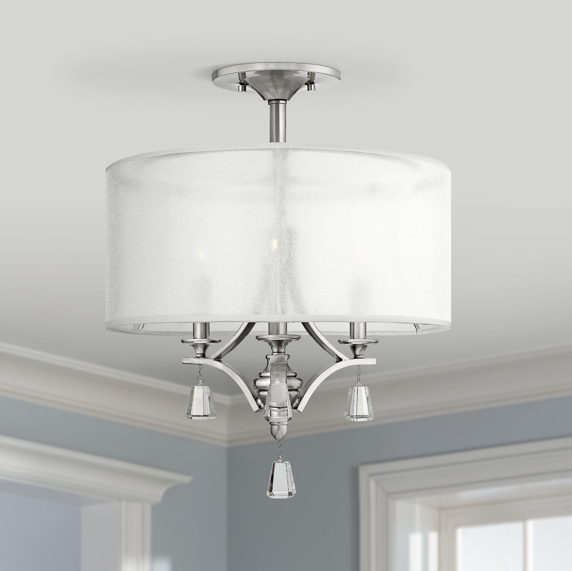 Fredrick Ramond Mime 17 1/2" Wide Nickel Ceiling Light