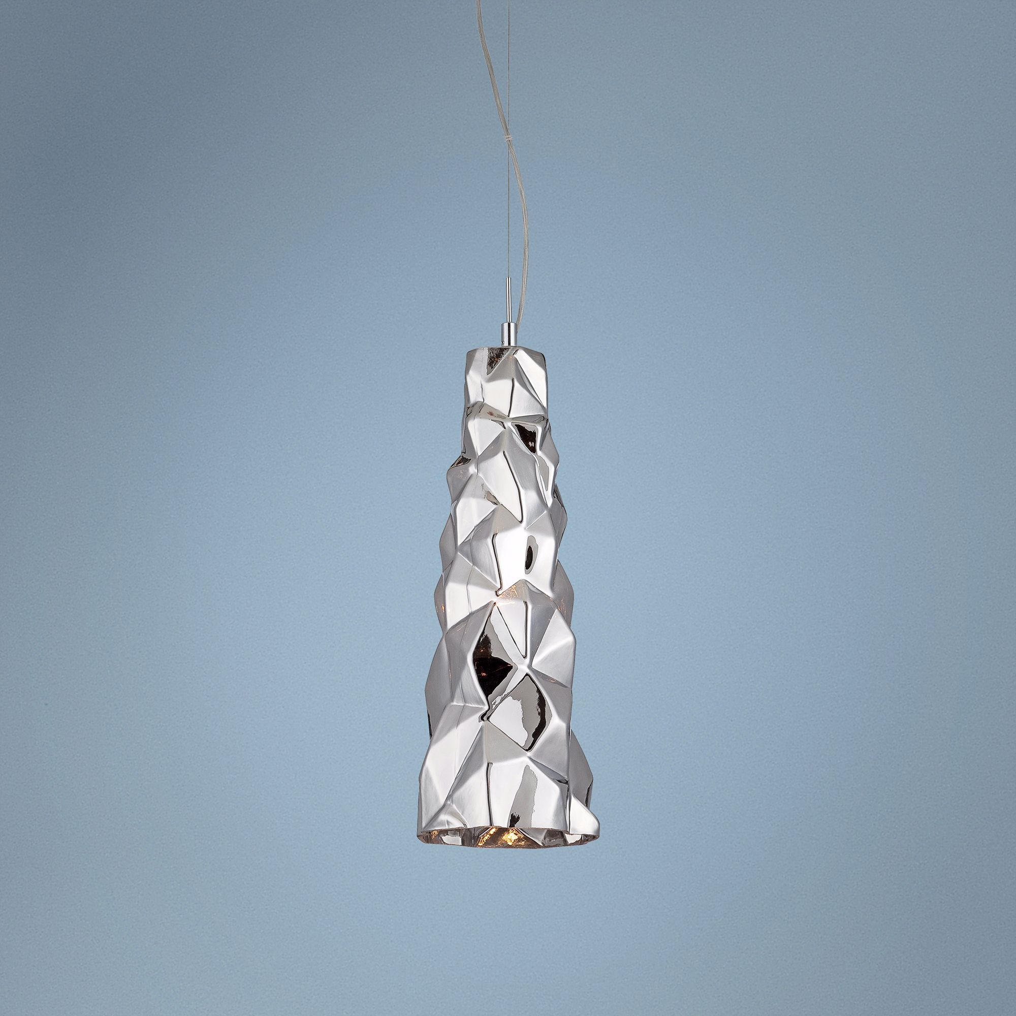 Eurofase Lazer 7" Wide Chrome Glass Mini Pendant
