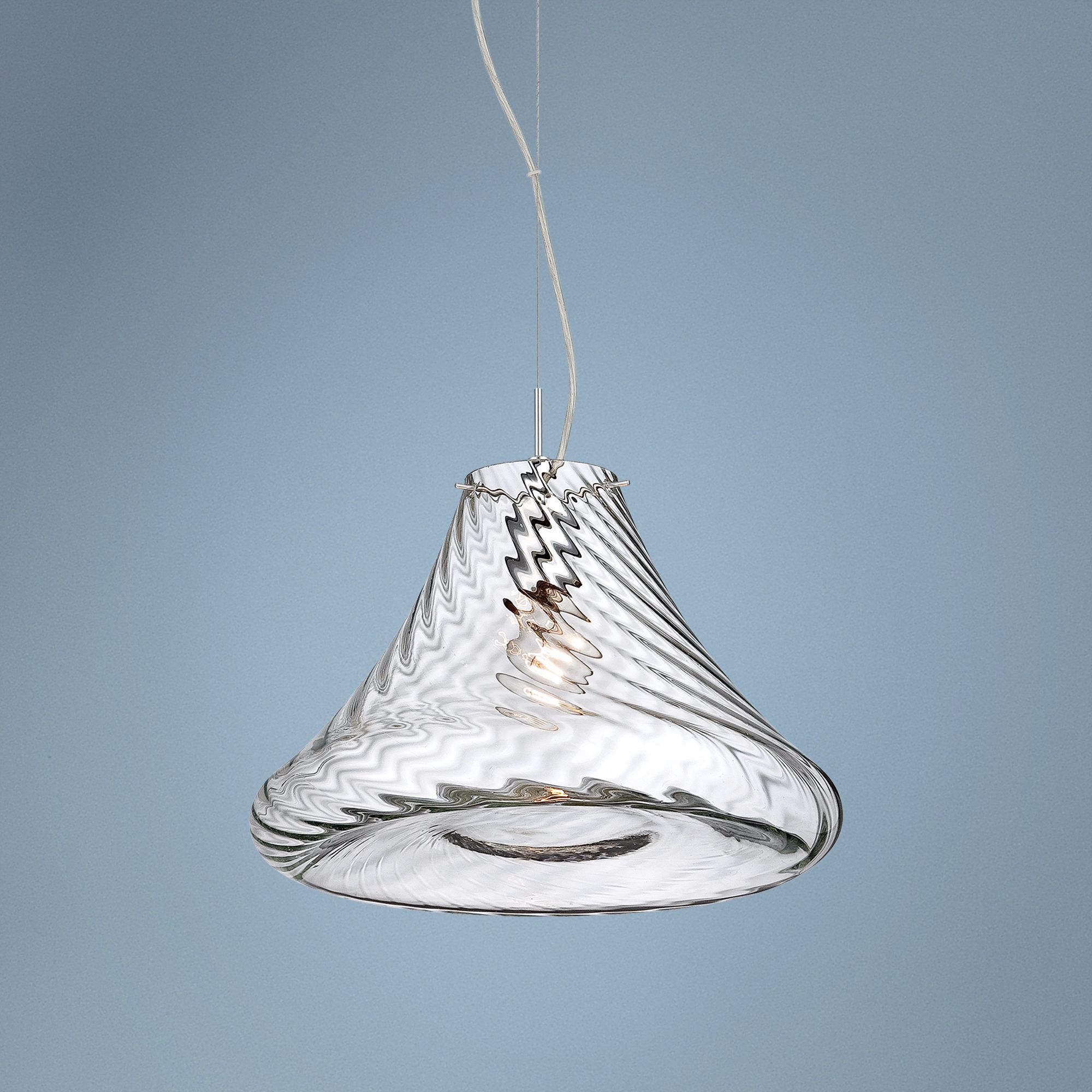 Eurofase Bloor 15" Wide Chrome Rippled Glass Pendant