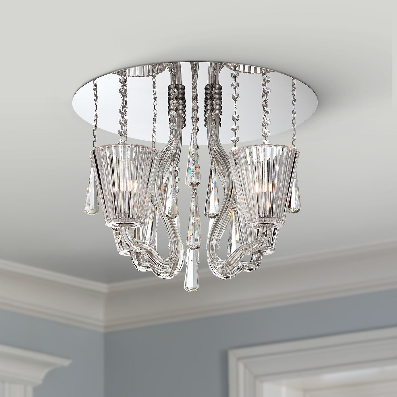 Corato Collection 17 3/4" Wide Clear Crystal Ceiling Light