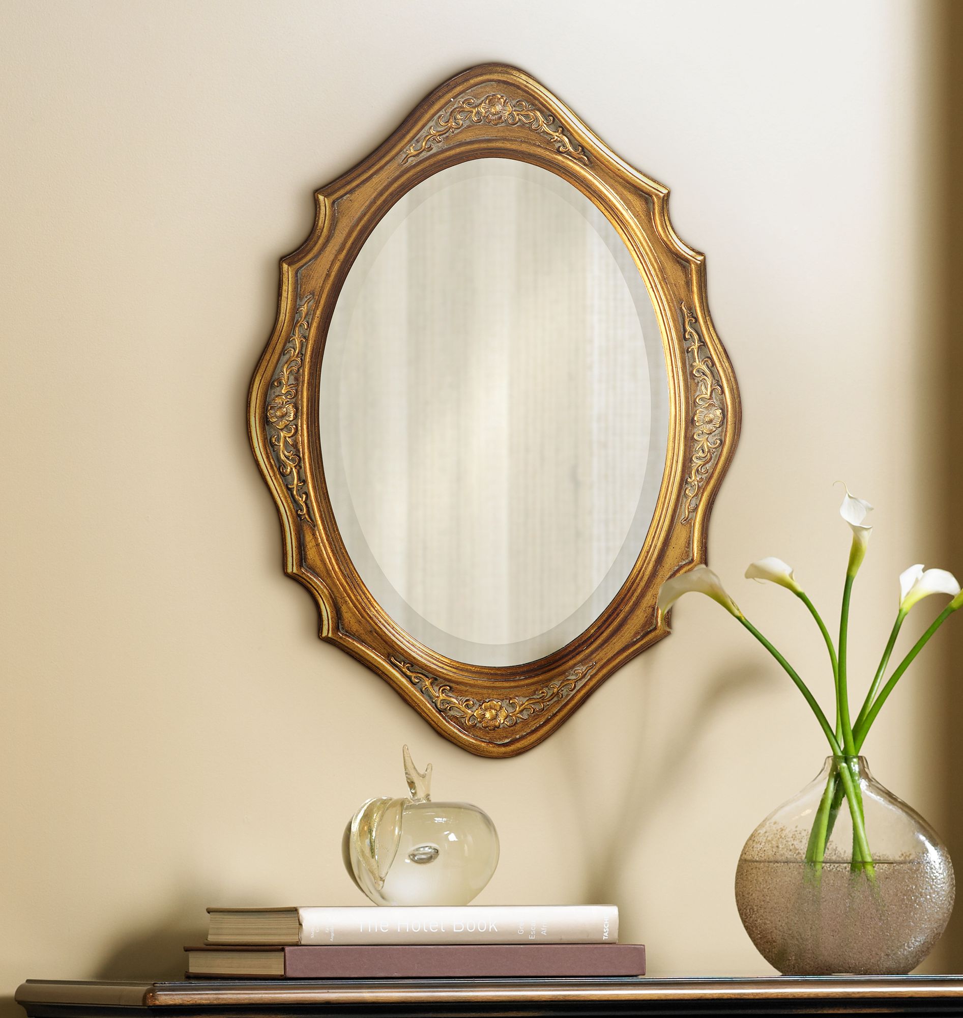 Howard Elliott Trafalga Gold Leaf 19" x 27" Oval Wall Mirror