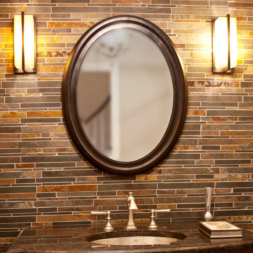 Howard Elliott George Bronze 25" x 33" Oval Wall Mirror