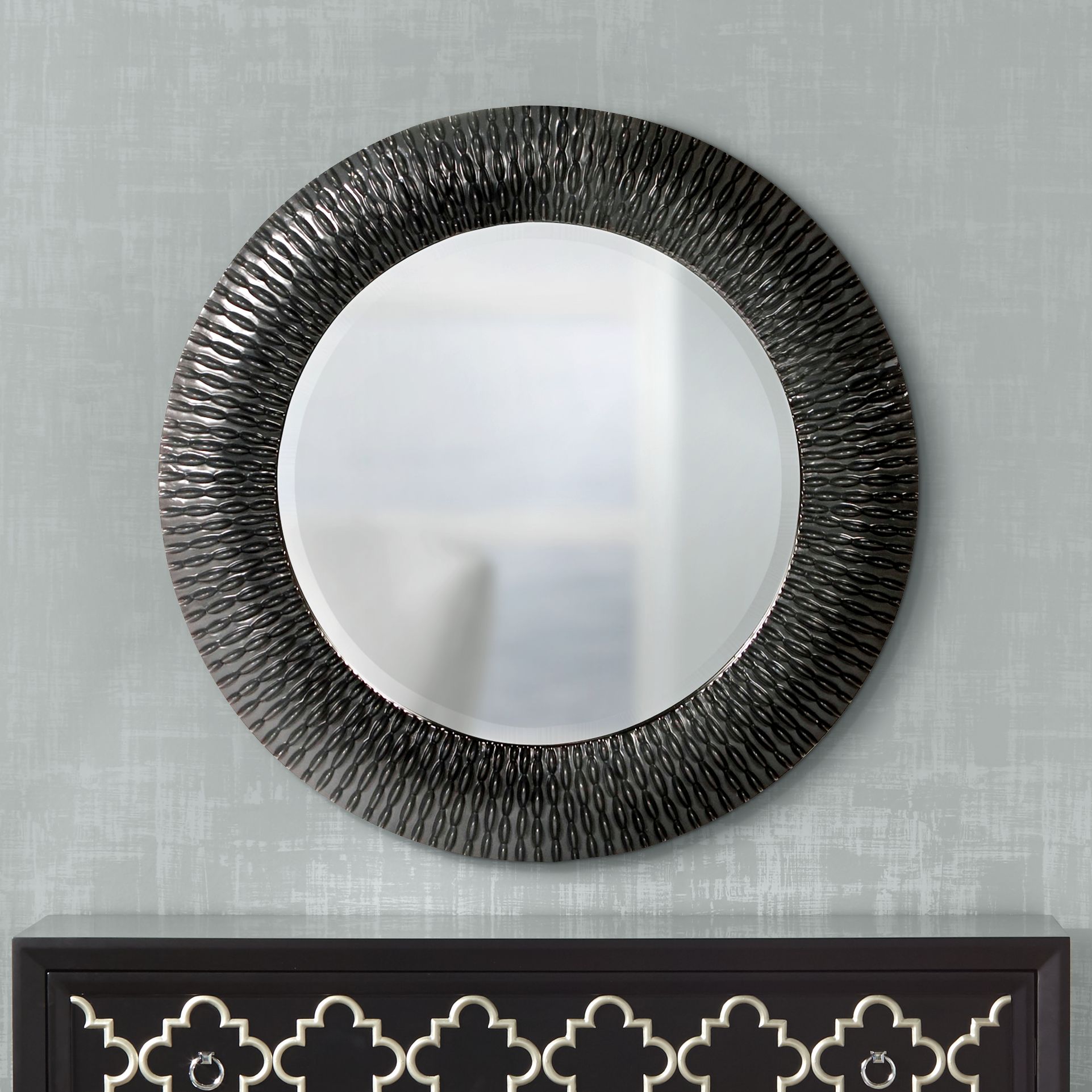 Howard Elliott Bergman Charcoal Gray 32" Round Wall Mirror