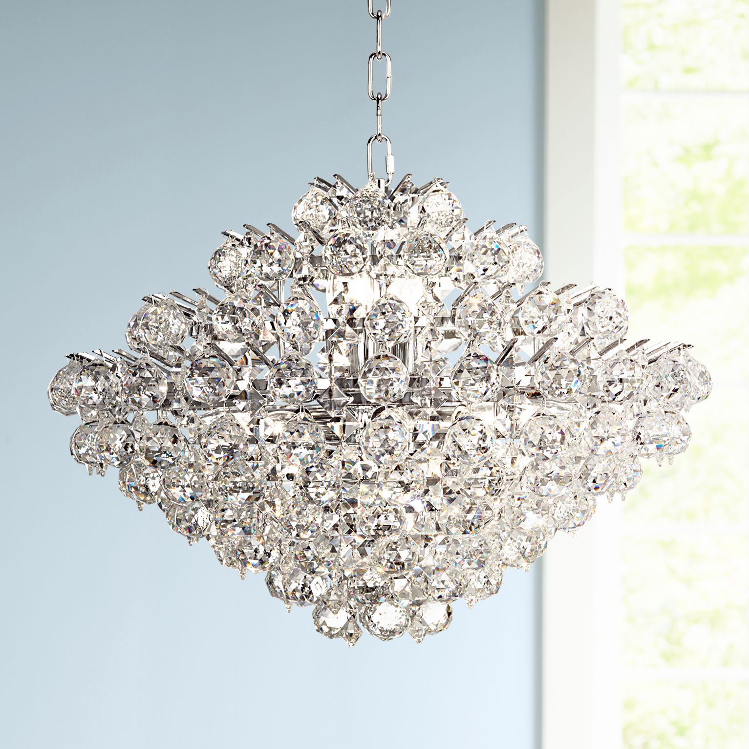 Essa 24" Wide Chrome and Crystal Pendant Light