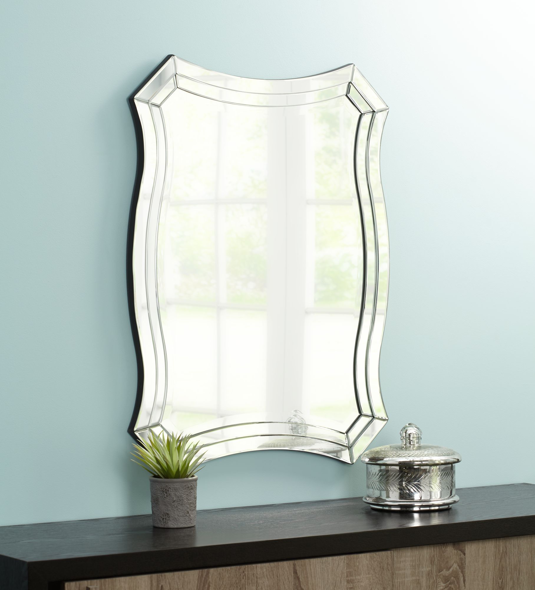 Possini Euro Idell 23 1/2" x 32" Scalloped Wall Mirror